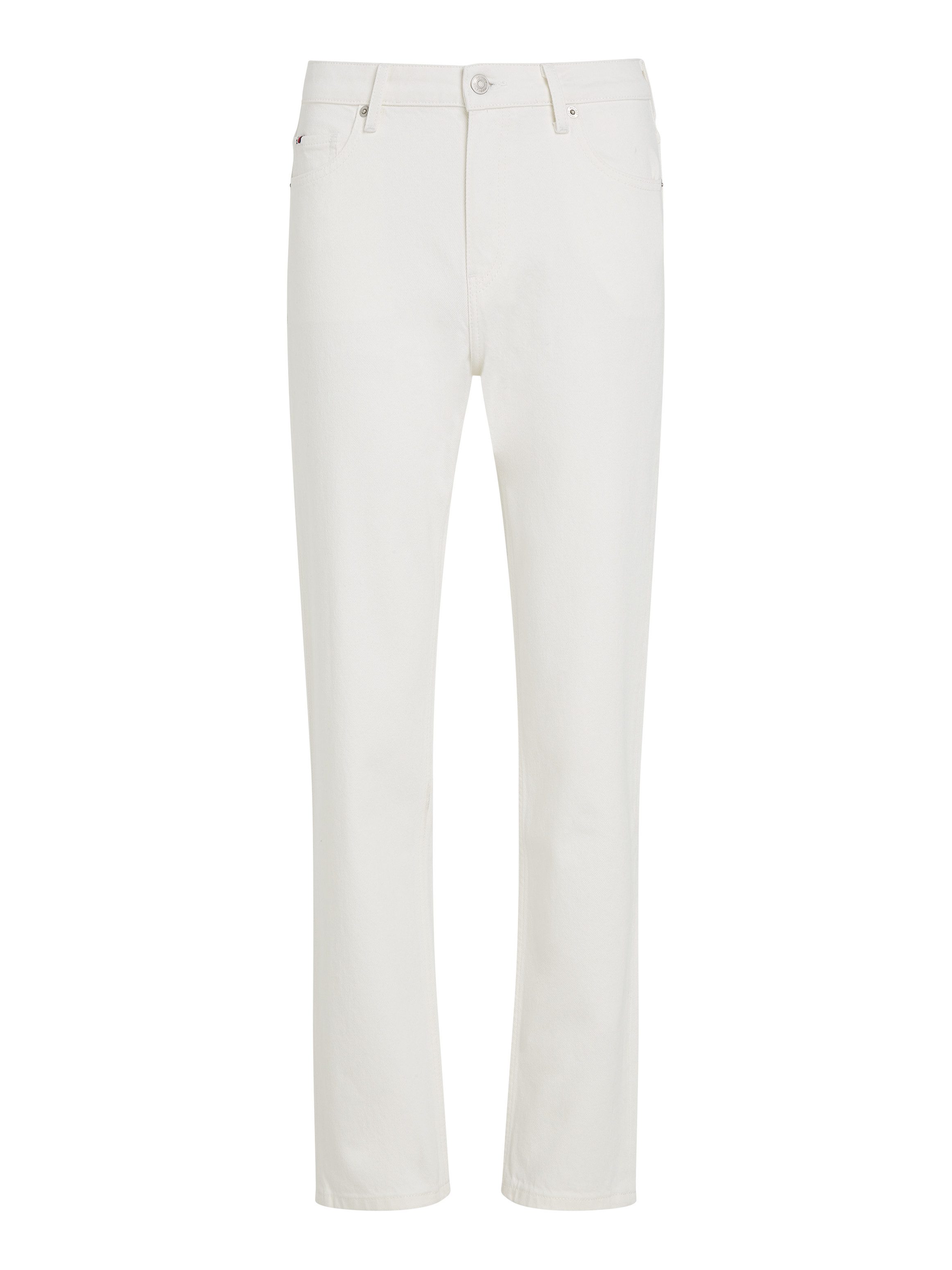 Tommy Hilfiger Straight jeans CLASSIC STRAIGHT RW ECRU met logo-badge, in enkel-lengte