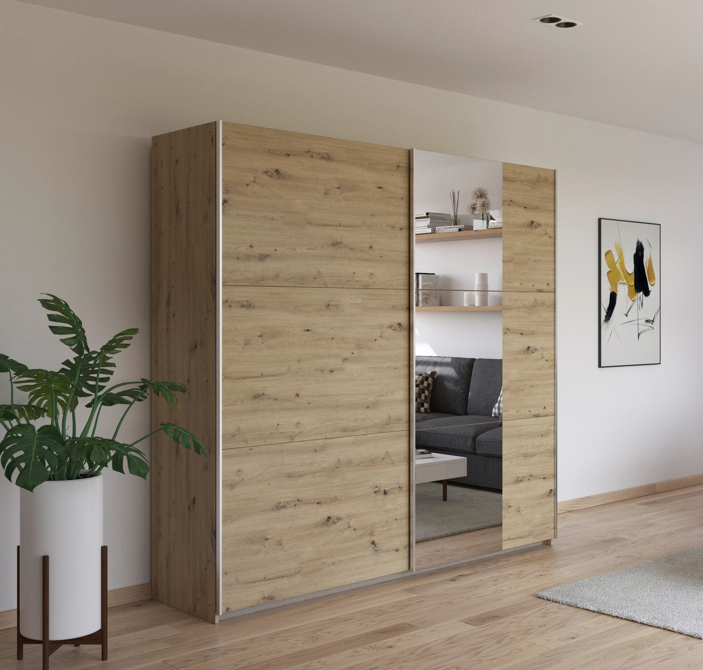 rauch Schuifdeurkast Kledingkast garderobe TOPSELLER AURELIO met 3 uitrustingsvarianten 3 verschillende uitrustingsvarianten handgrepen van metaal made in germany
