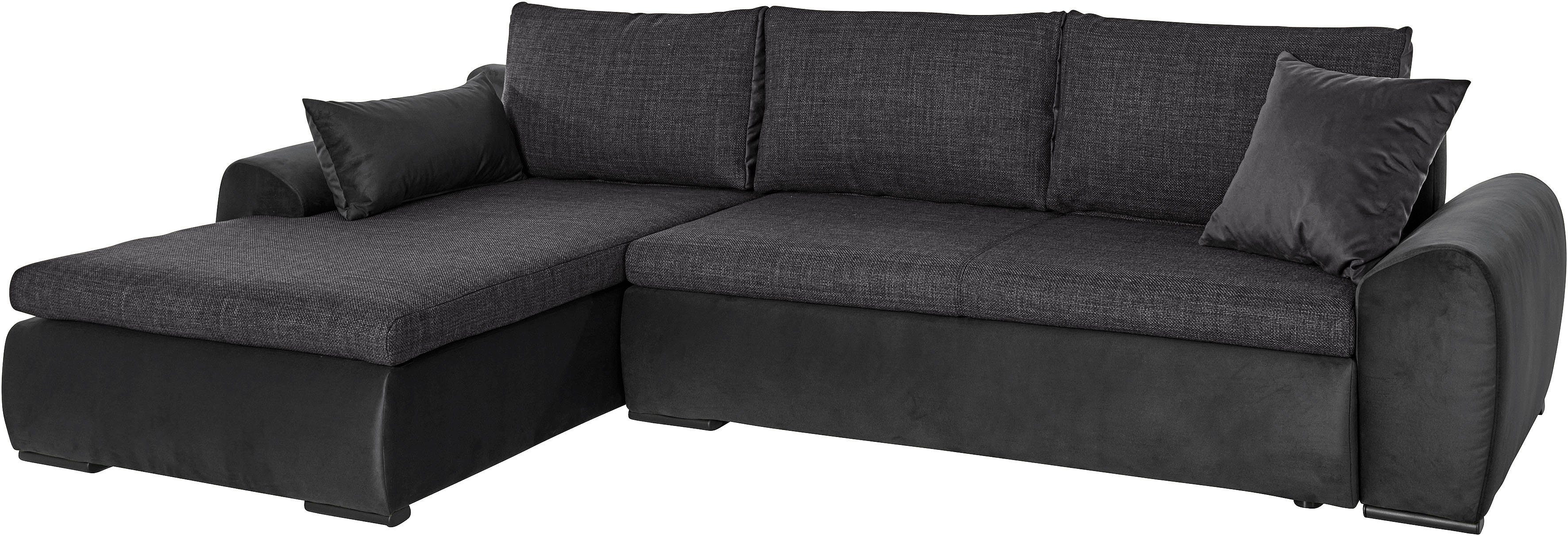 Home affaire Hoekbank Win, L-vorm, breedte 285cm optioneel met slaapfunctie en bedkast, taupe, corduroy
