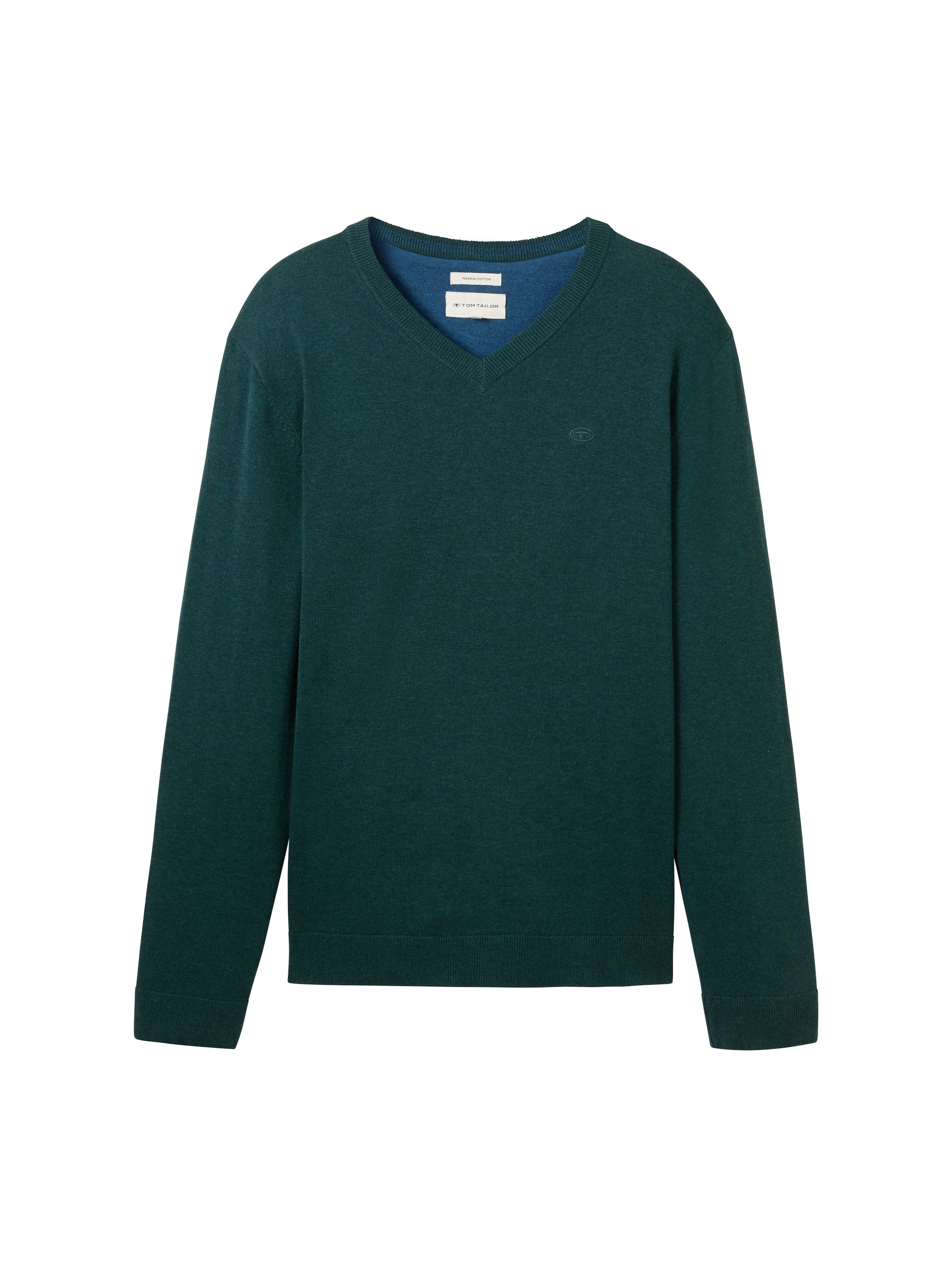 Tom Tailor Trui met V-hals met klein logoborduursel