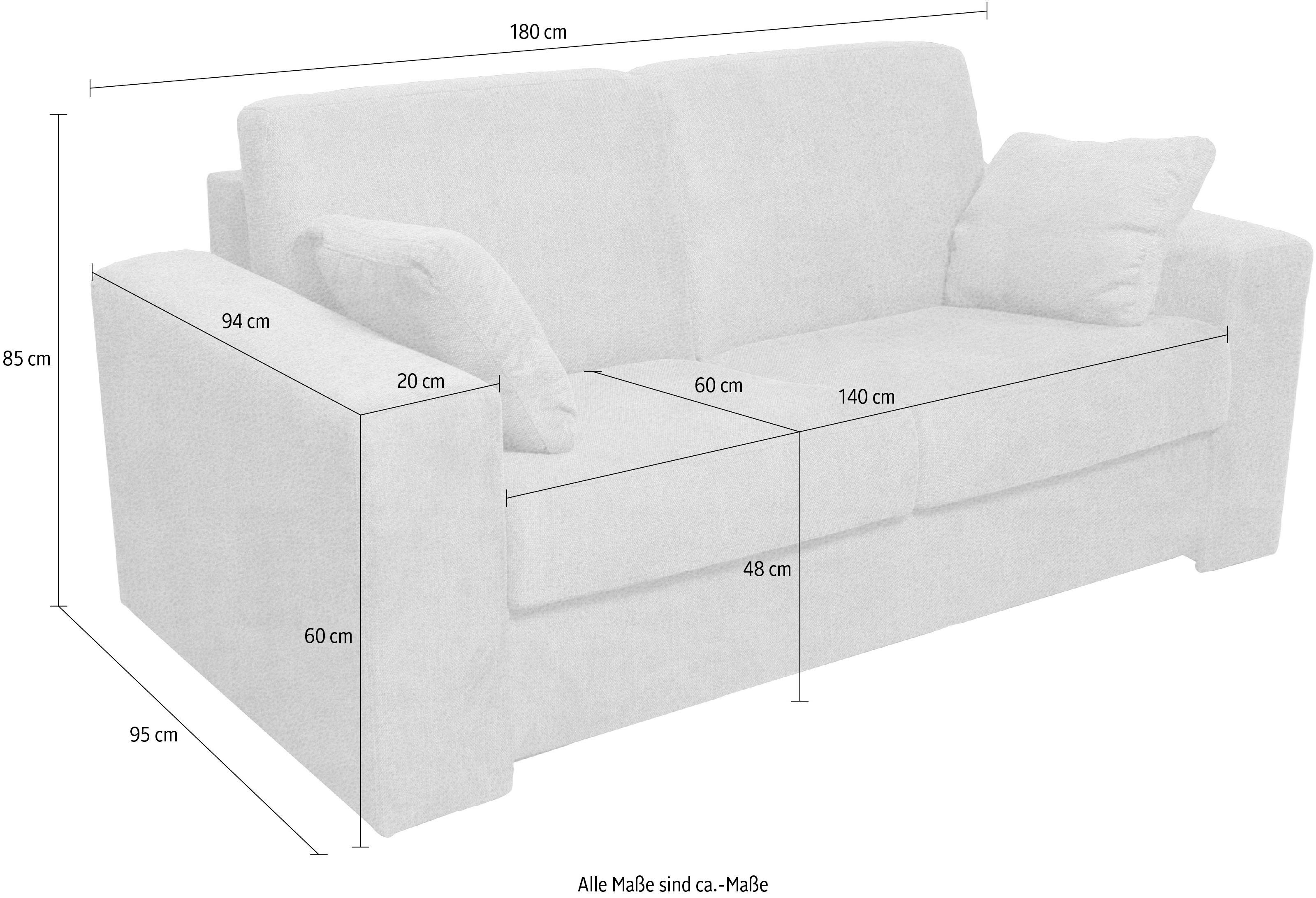 Home affaire 2-zitsbank Roma matras hoogte 14 cm Bedfunctie, met vering, Afmeting liggend ca. 123x198 cm