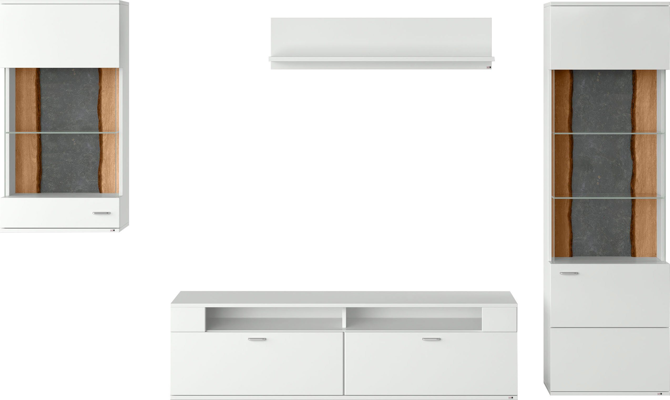set one by Musterring Wandmeubel Tacoma Type 54, met hangende vitrinekast (set, 4-delig)