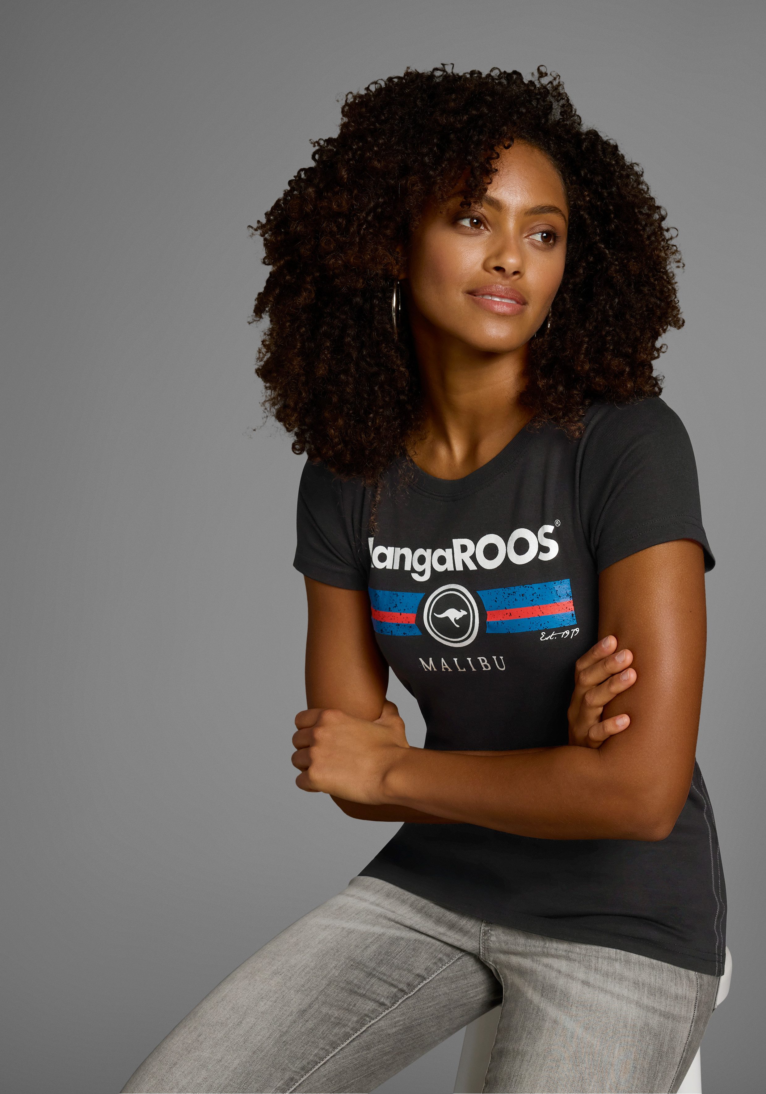 KangaROOS T-shirt Korte mouwen, effen en bedrukt, ronde hals (1-delig)