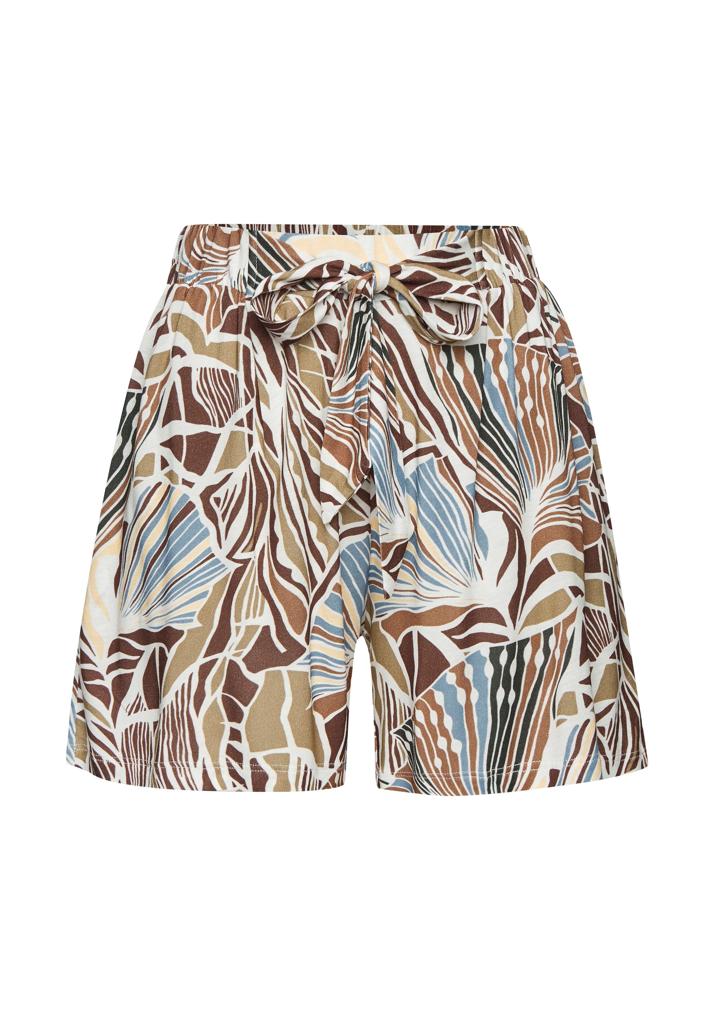 Lascana Strandshort met vaste bindgordel korte broek met alloverprint