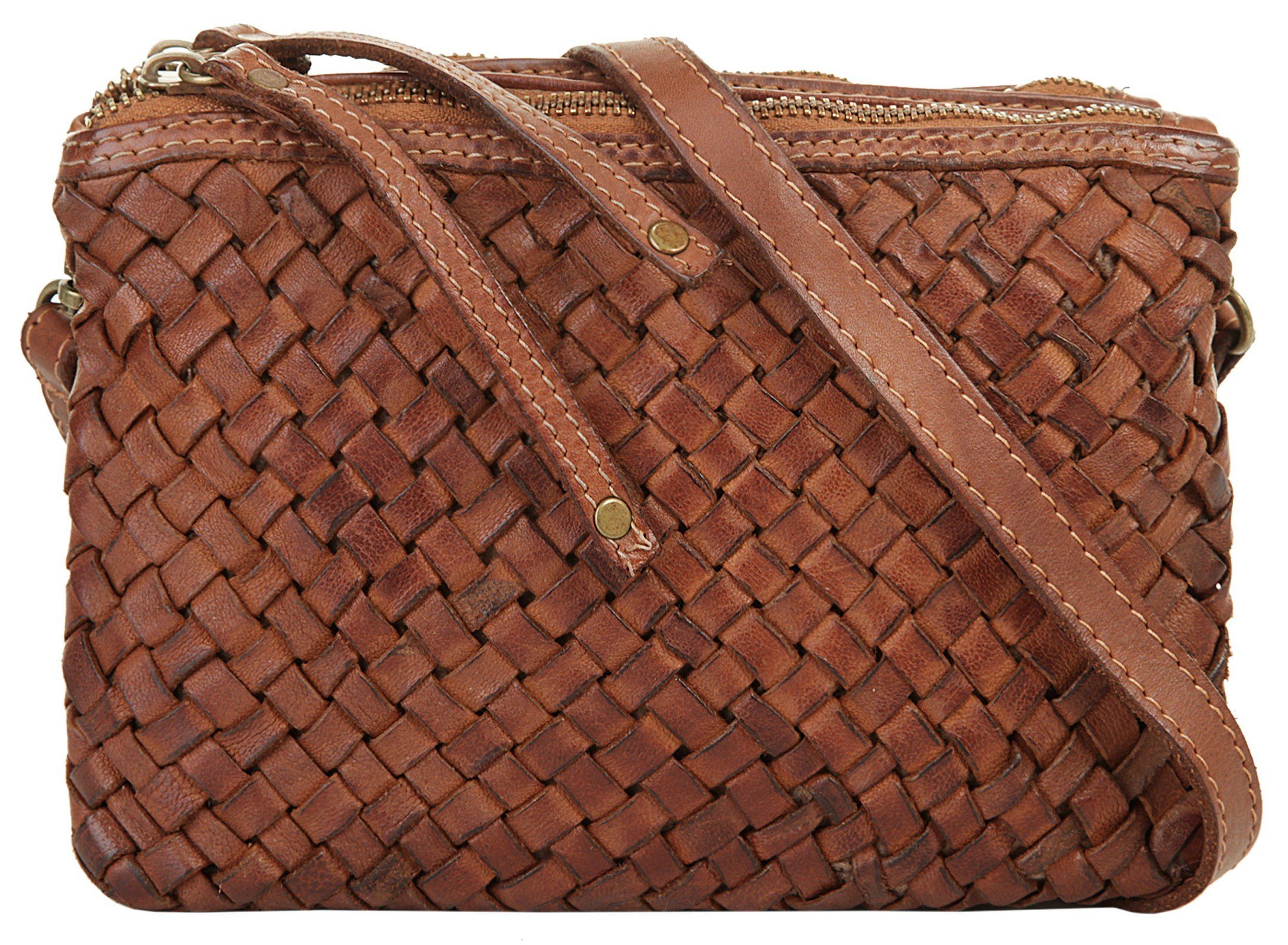 Samantha Look Schoudertas echt leer, made in italy dames tassen maat onesize (21 x 16 x 2 cm - 6 l) bruin