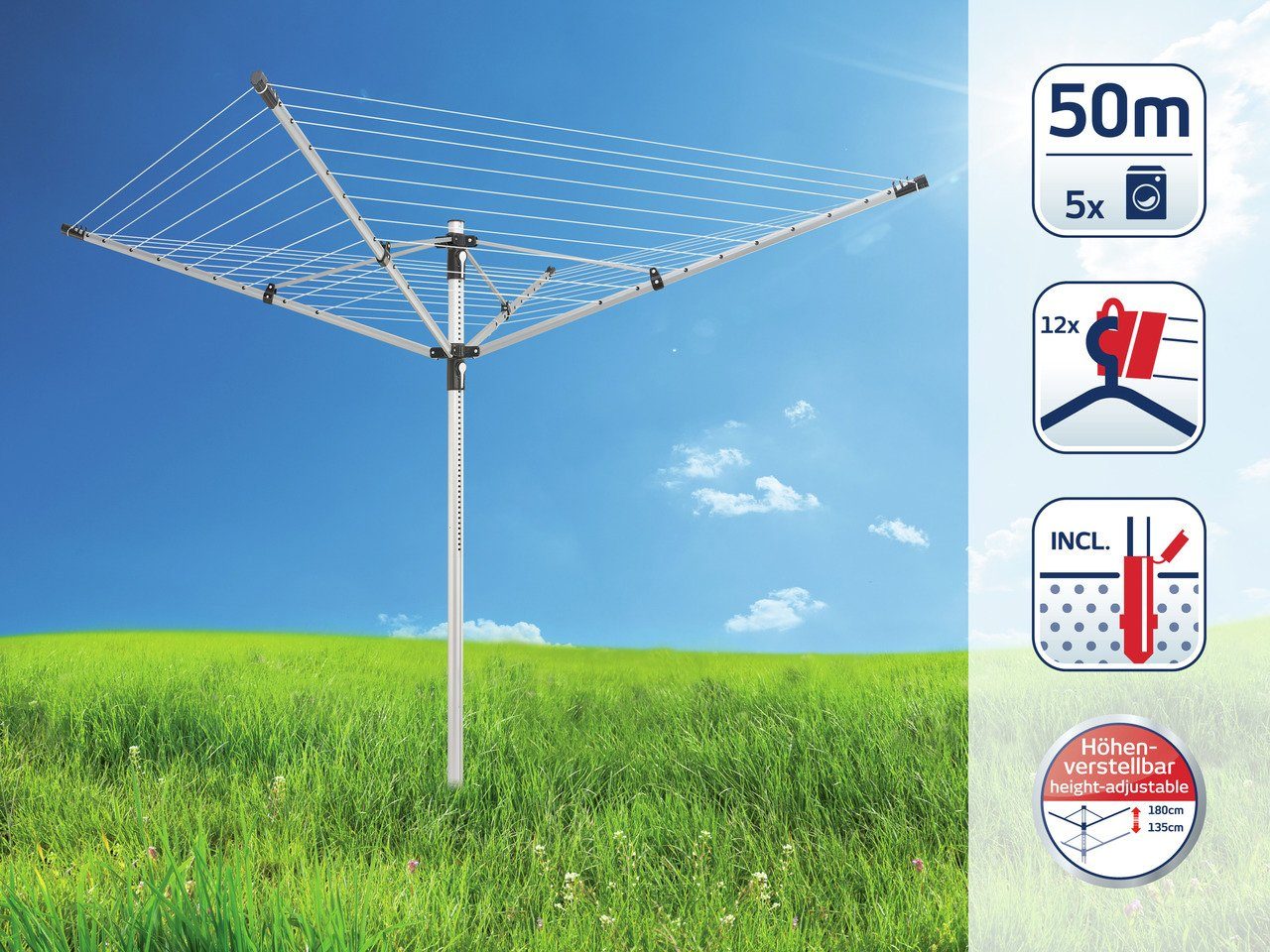 Leifheit Droogmolen LinoPush 500 zwart