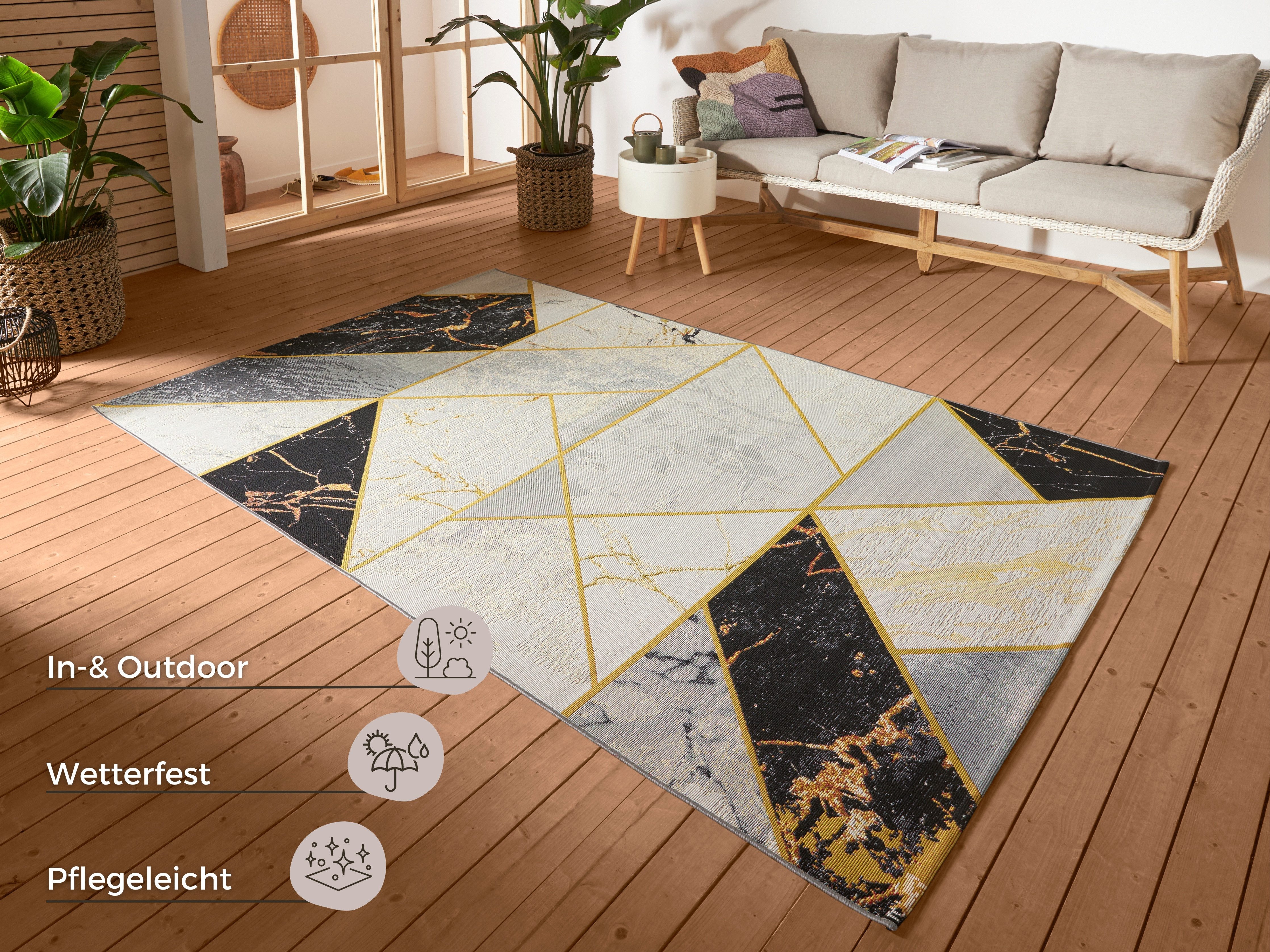 HANSE Home Outdoorkleed Noble In-& Outdoor, Tapijt, Weerbestendig, Balkon, Tuin, Woonkamer, goudkleur