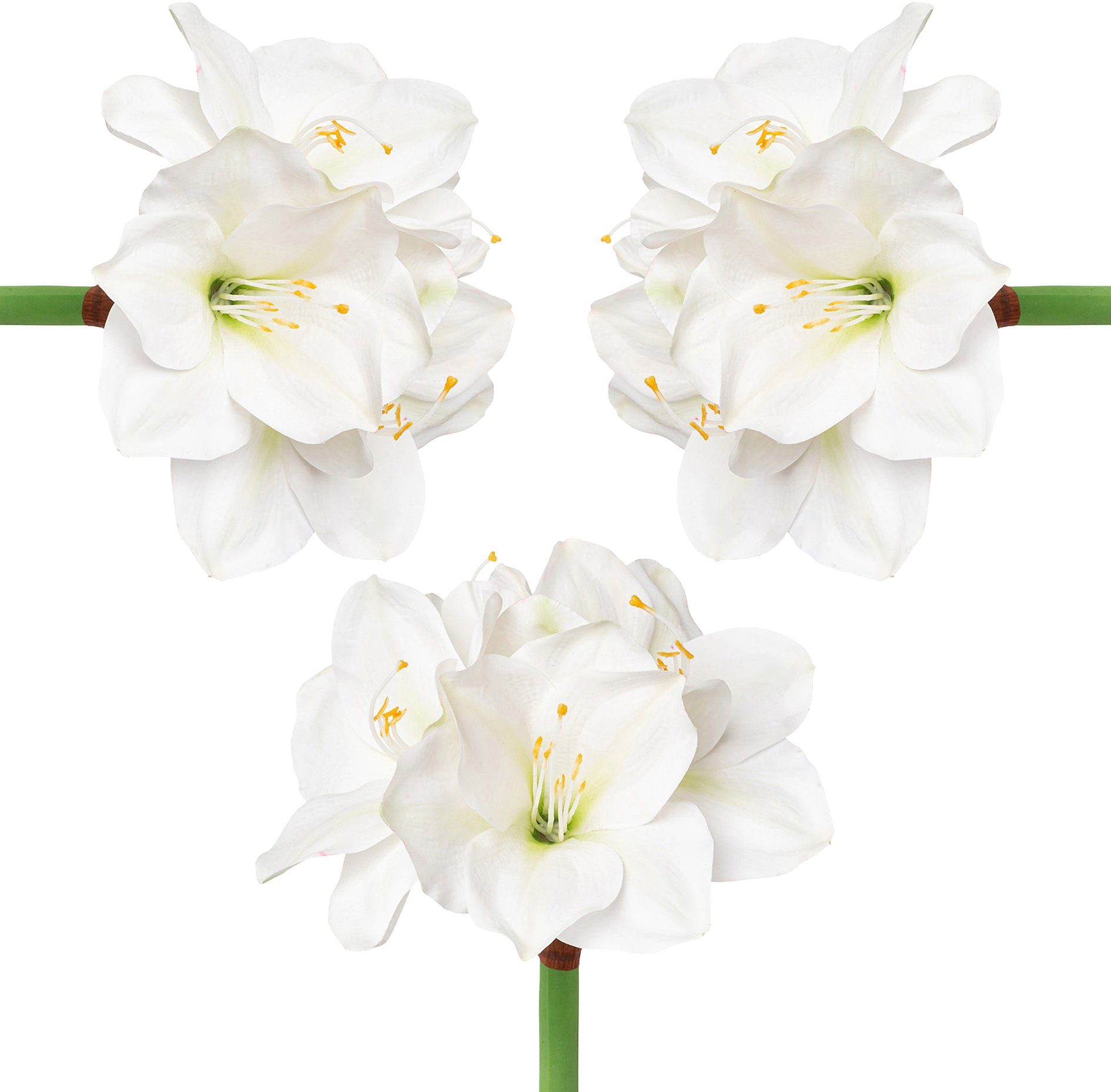 Creativ deco Winterse kunstplant Kerst versiering weelderige bloemenpracht, set van 3 (set, 3 stuks) kunstplanten wit