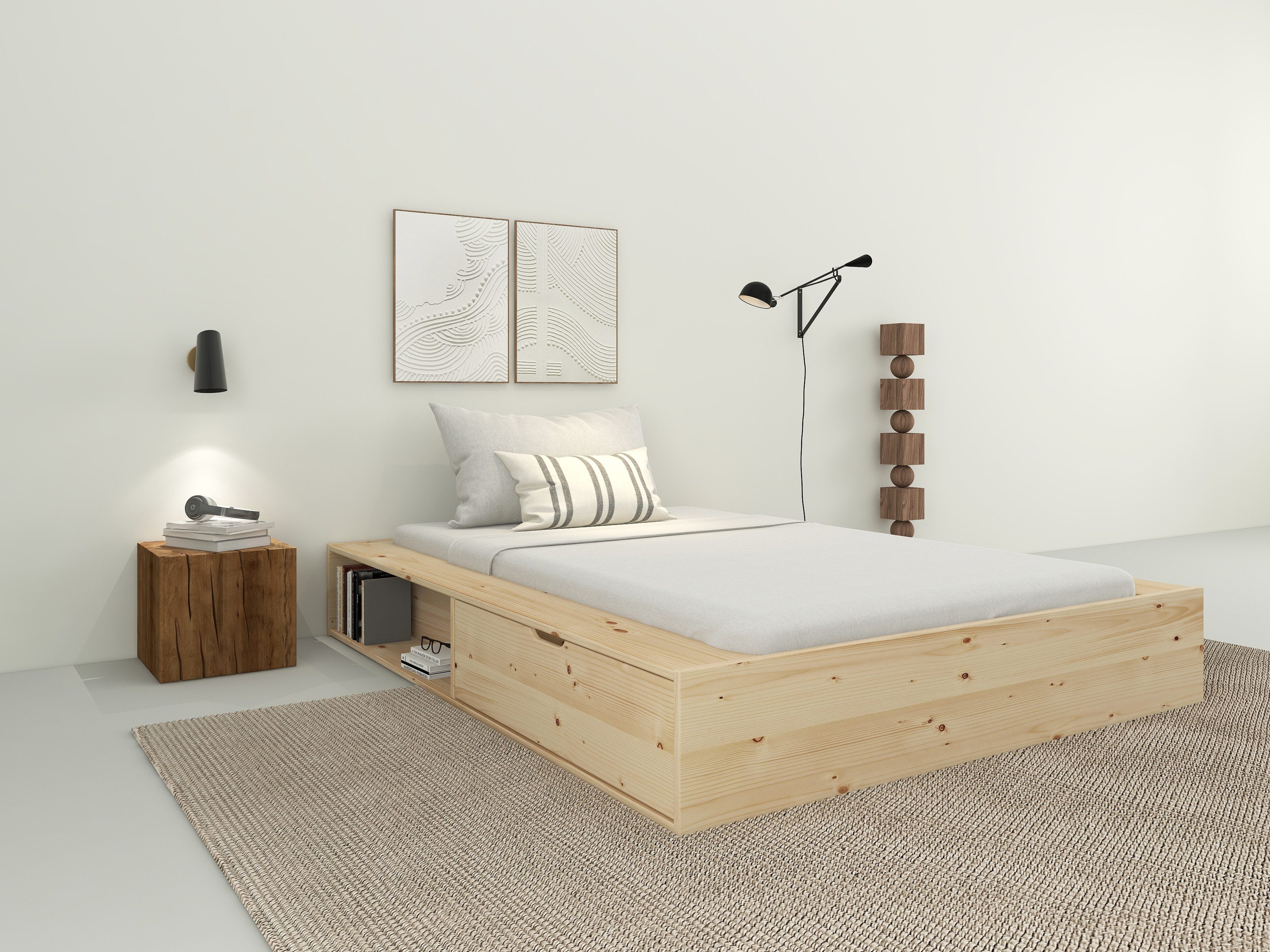 Home affaire Massief houten ledikant Erno, OTTOs keuze, BESTSELLER, opbergbank futonbed, 275KG belastbaar bedden beige