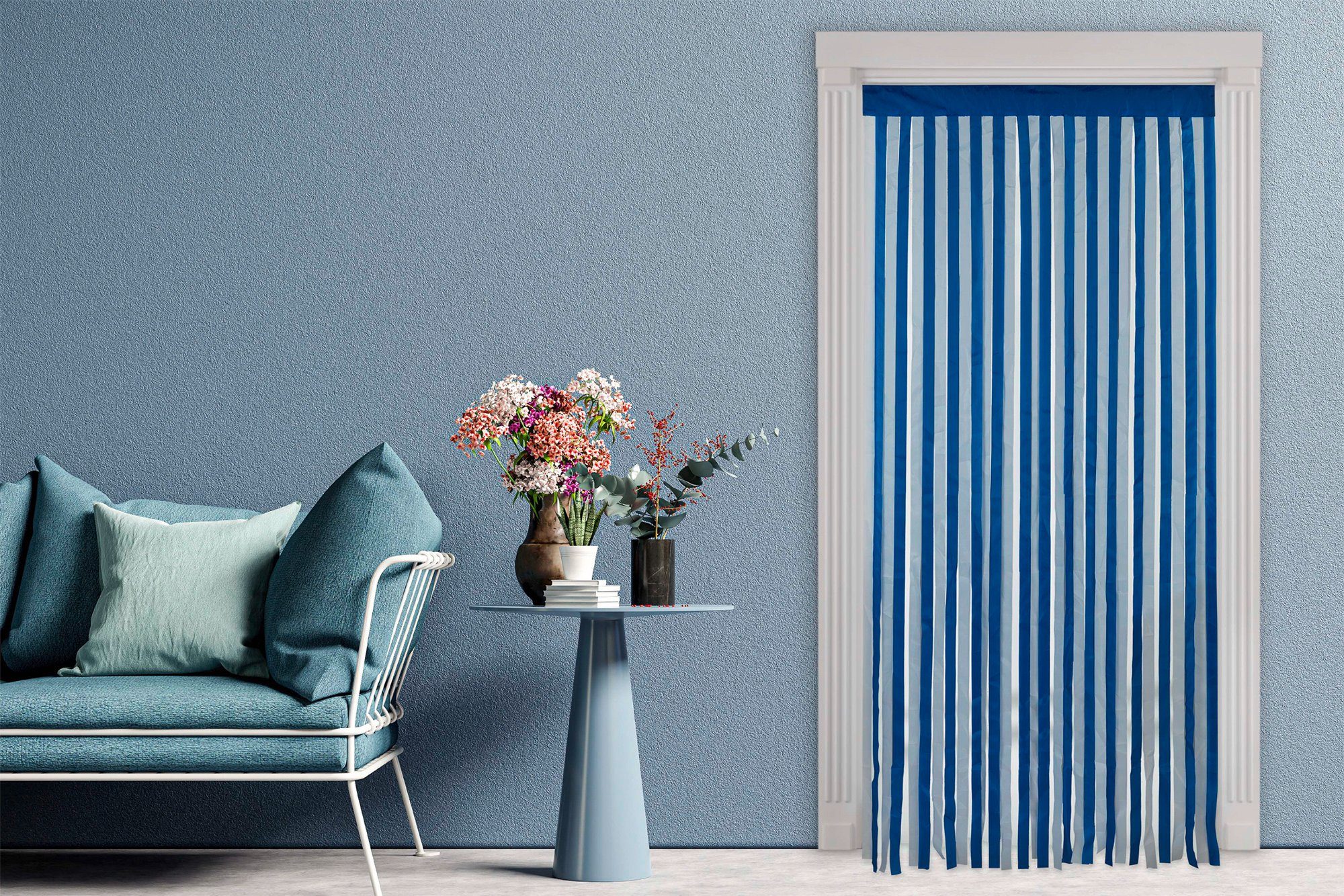 Maximex Deurgordijn Insectenbescherming Blauw/wit, op maat te snijden (1 stuk)