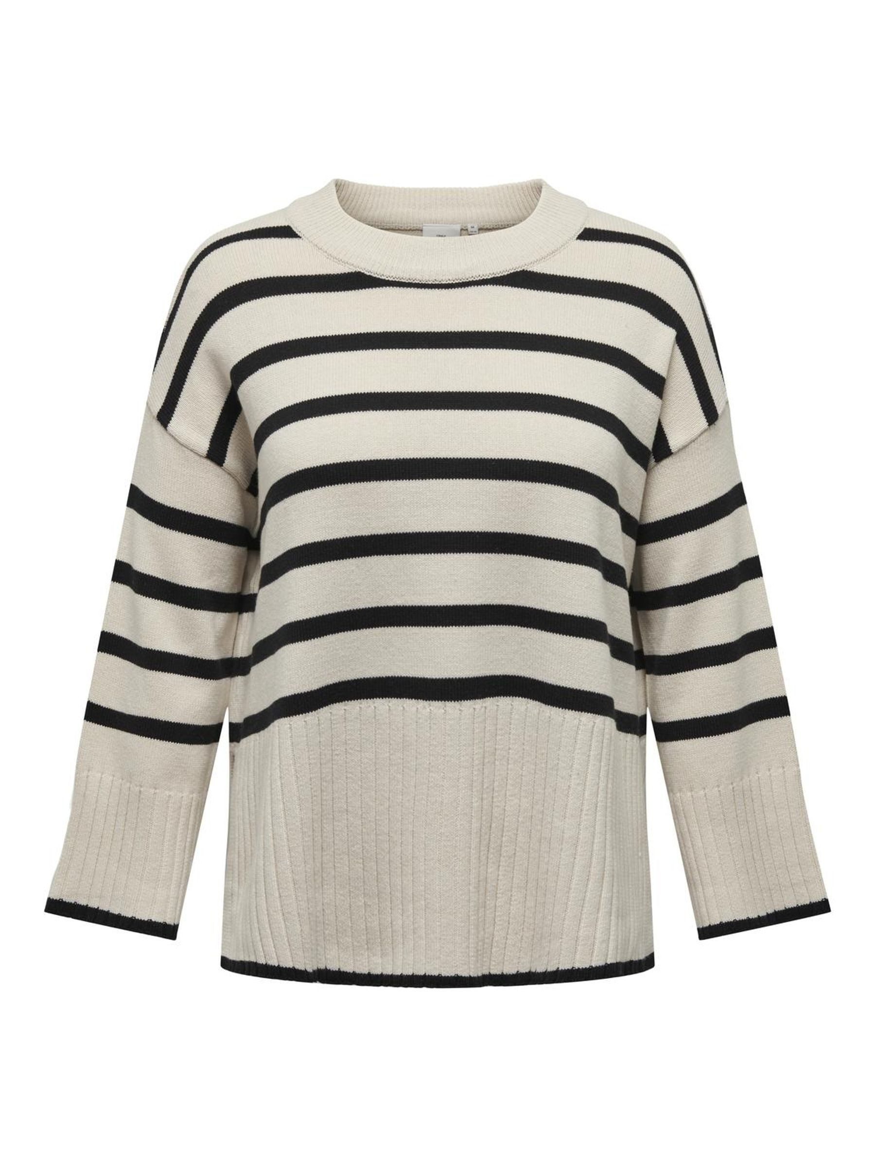 ONLY CARMAKOMA Trui met ronde hals CARHELLA LS LOOSE STRIPED O-NECK KNT