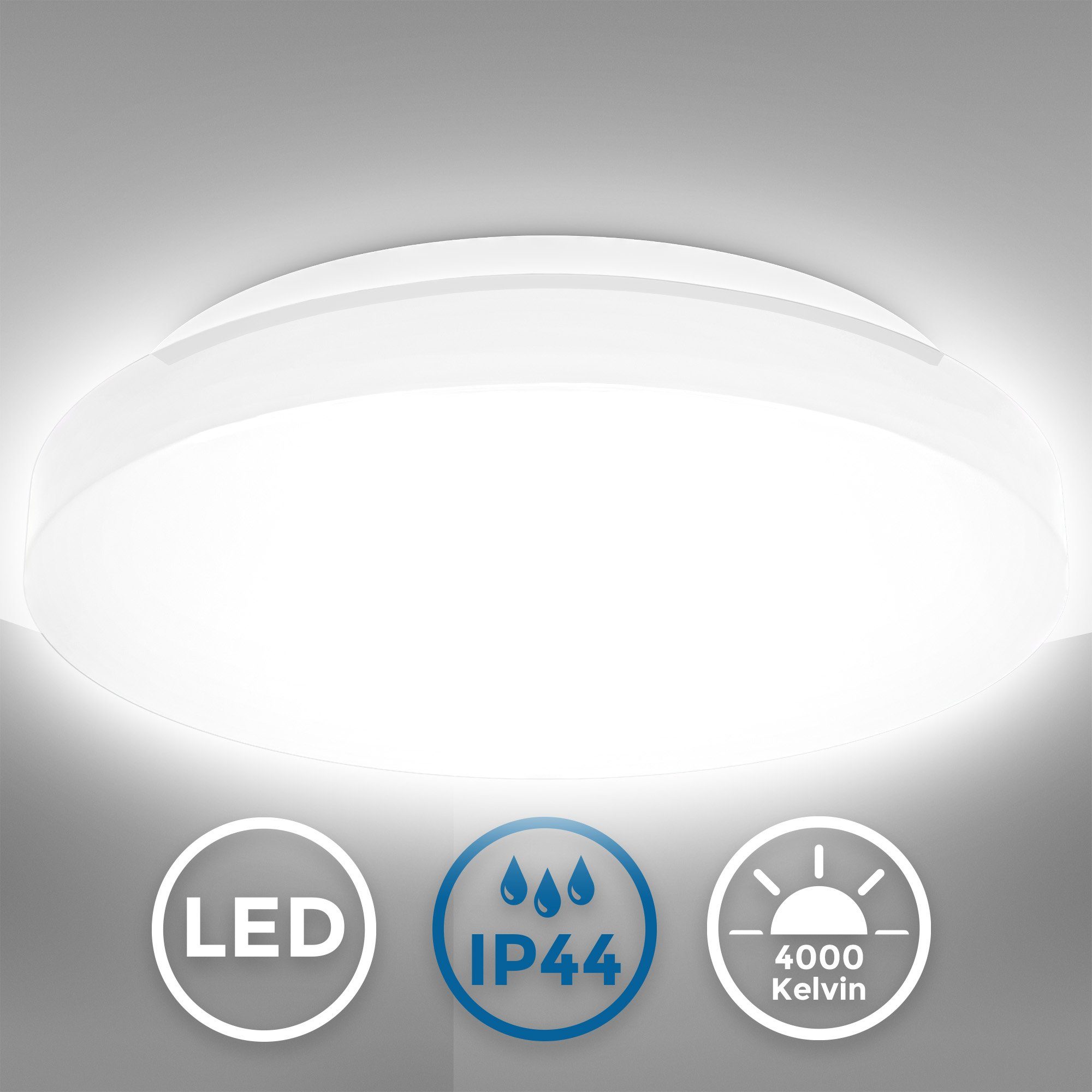 B.K.Licht Led-plafondlamp BK_DB1296 LED badkamer plafondlamp, Ø28,8cm, IP44 spatwaterdicht (1 stuk)