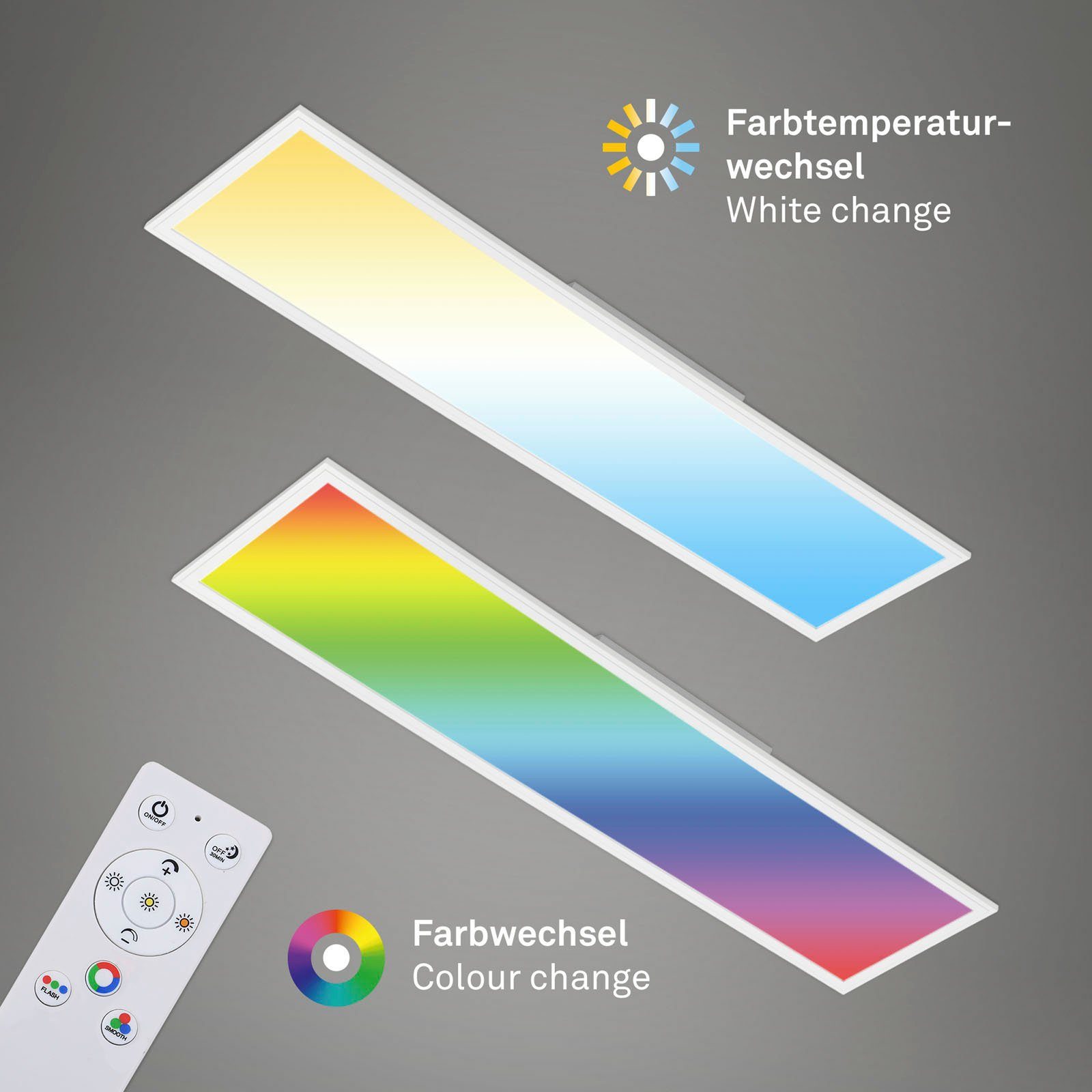 Briloner Leuchten Led-paneel 7154016 Colour Plafondlamp, 119,6x29,6x6,5 cm, wit, 40W, woonkamer, slaapkamer