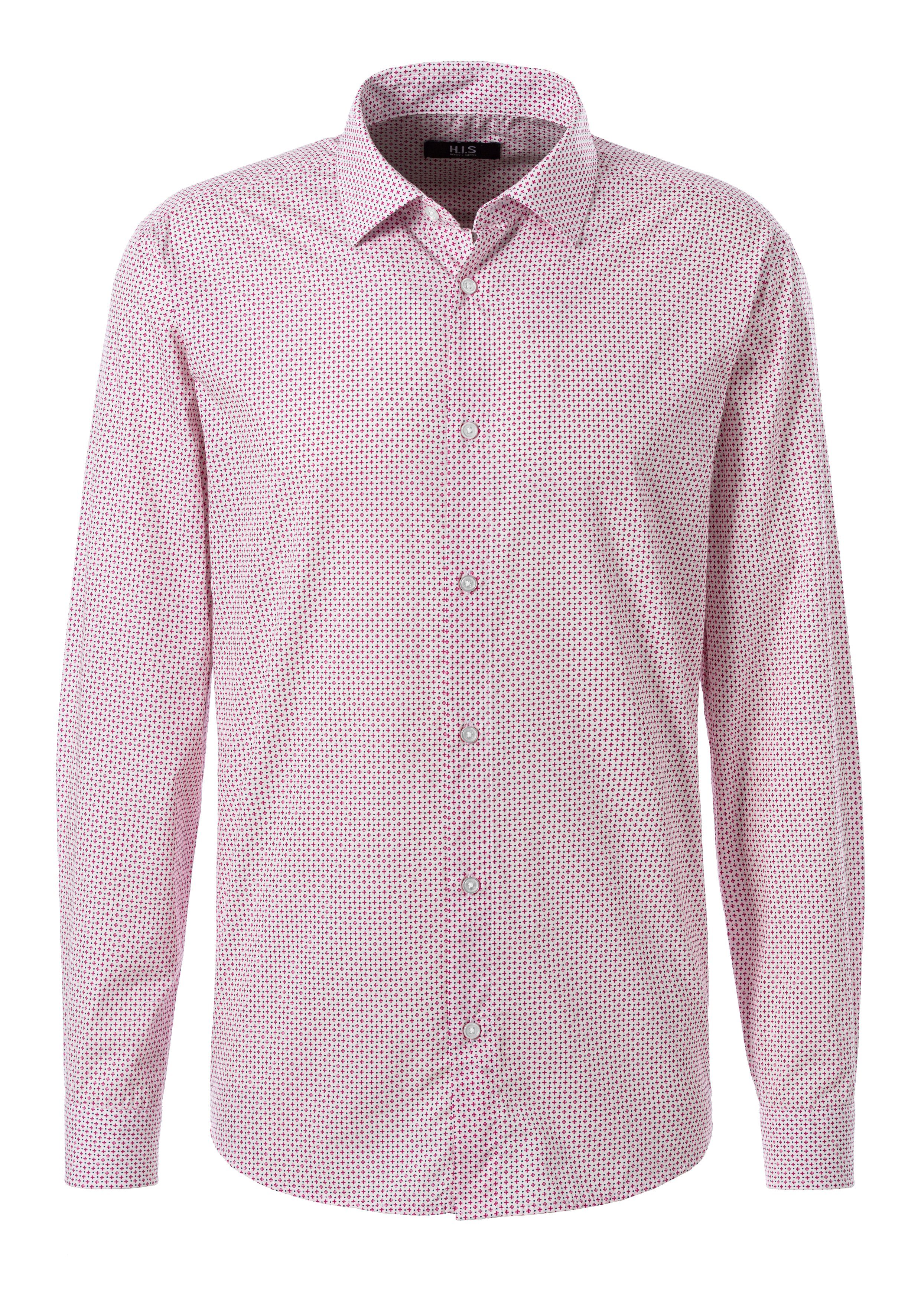 H.I.S Overhemd met lange mouwen Regular fit met haifiskraag en all-over print van zuiver katoen