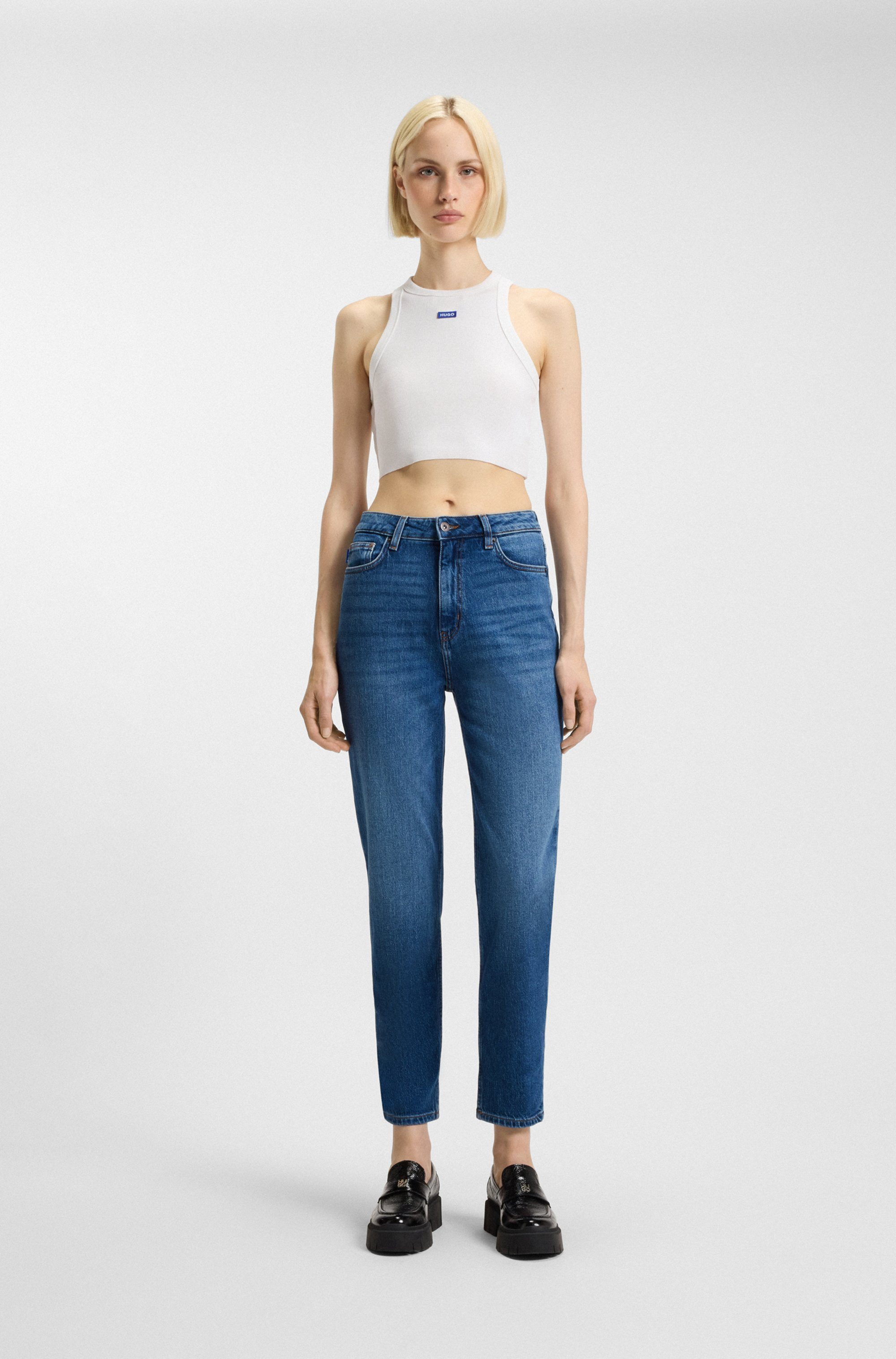 HUGO Blue Mom jeans Noe Straight fit jeans met hoge taille