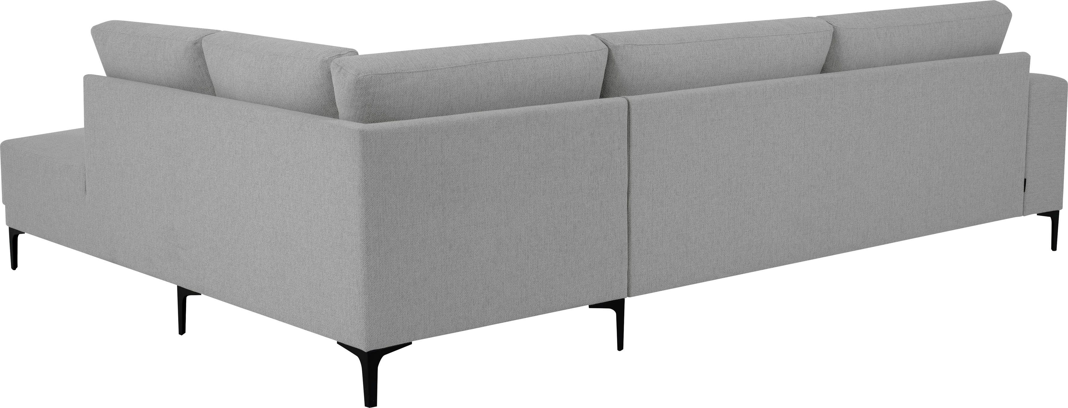 Places of Style Hoekbank Xander, L-model, Breedte 289 cm, geweven stof, soft-touch chenille, zwarte metalen voeten