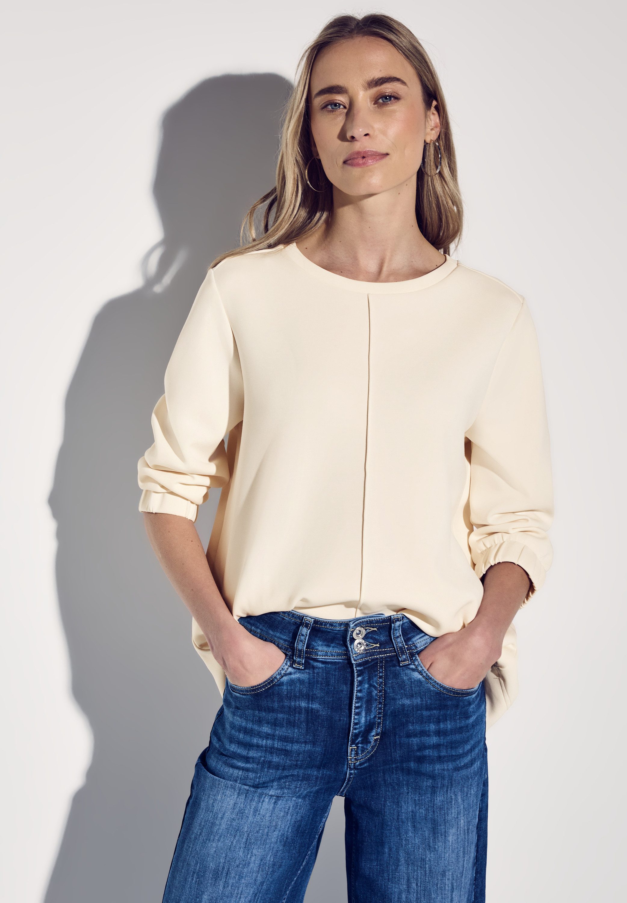 STREET ONE Sweater met 3/4-mouwen met elastische manchetten