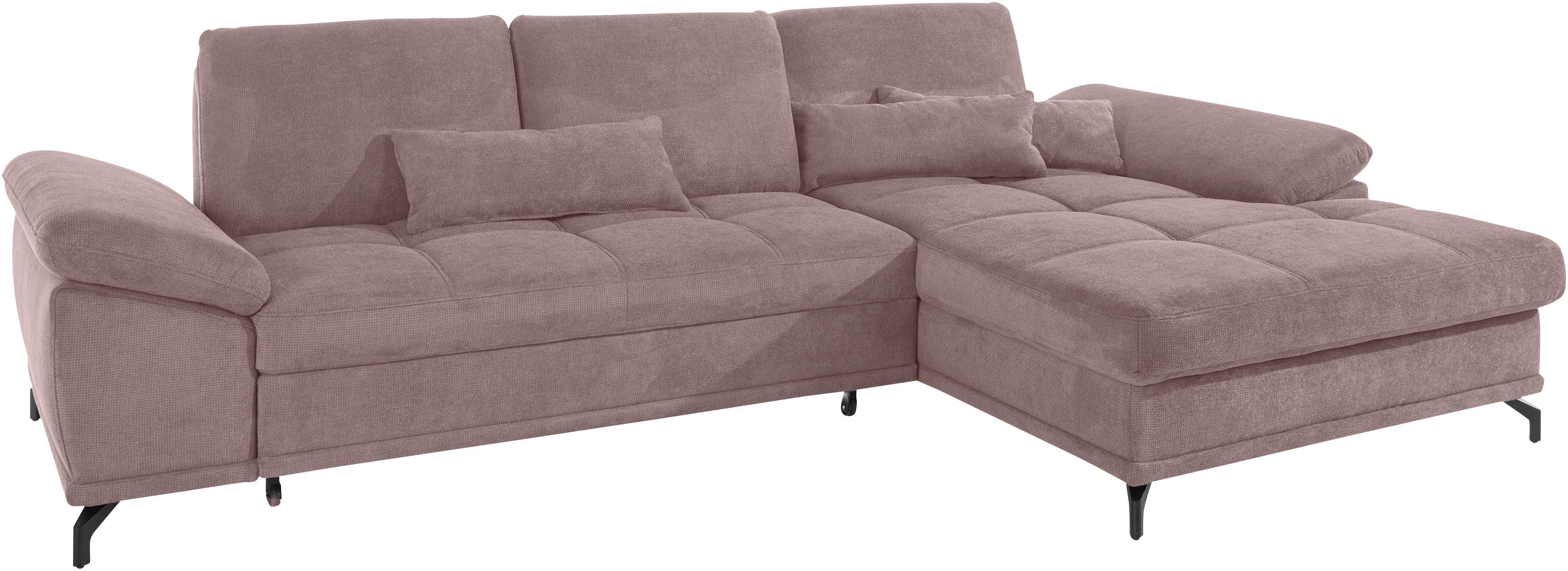 Places of Style Hoekbank Costello L-vorm, met zitdiepteverstelling, armleuningverstelling en