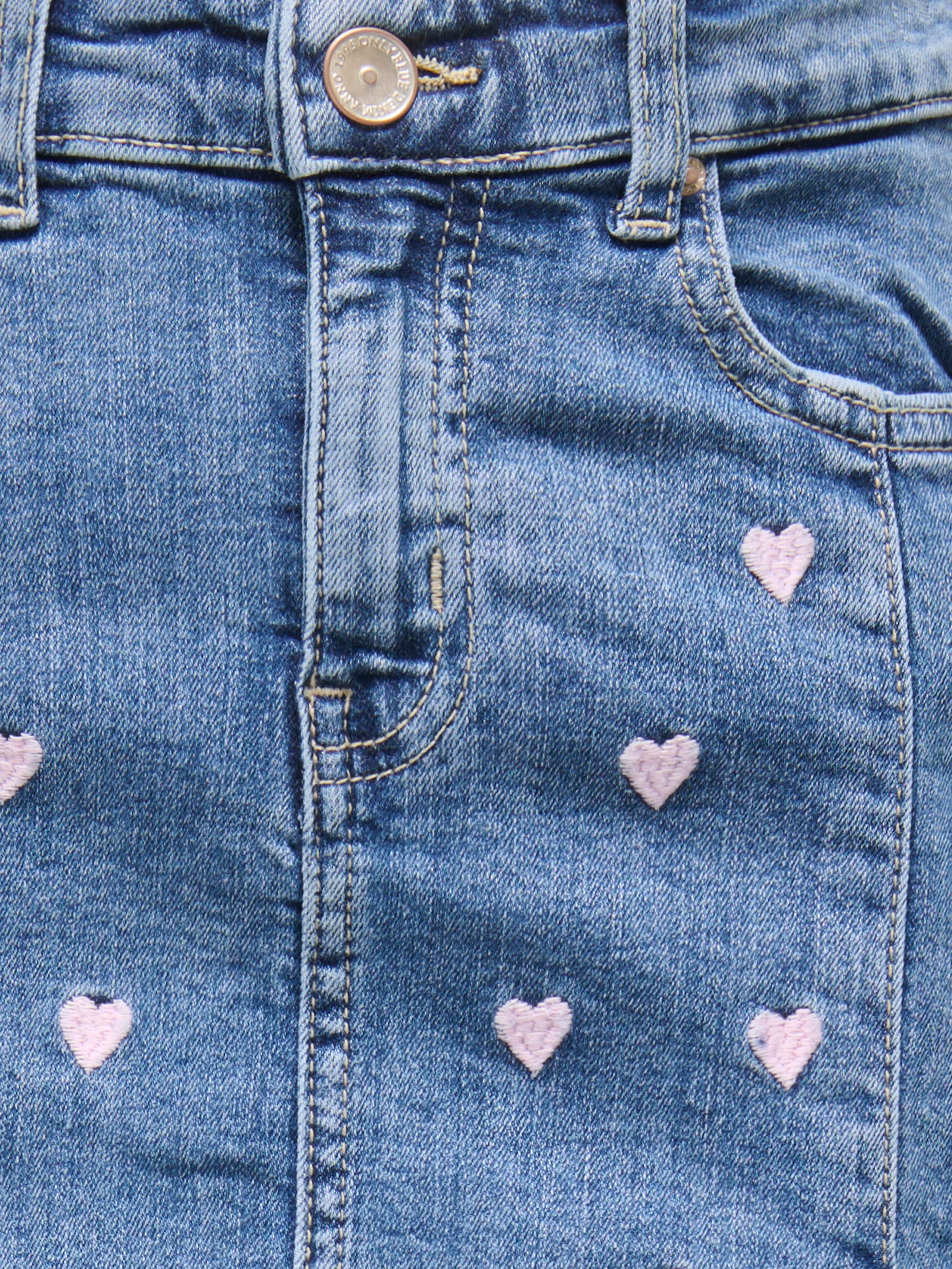 KIDS ONLY Jeans rok KOGHOXTON HEART EMBROIDERY DNM SKIRT