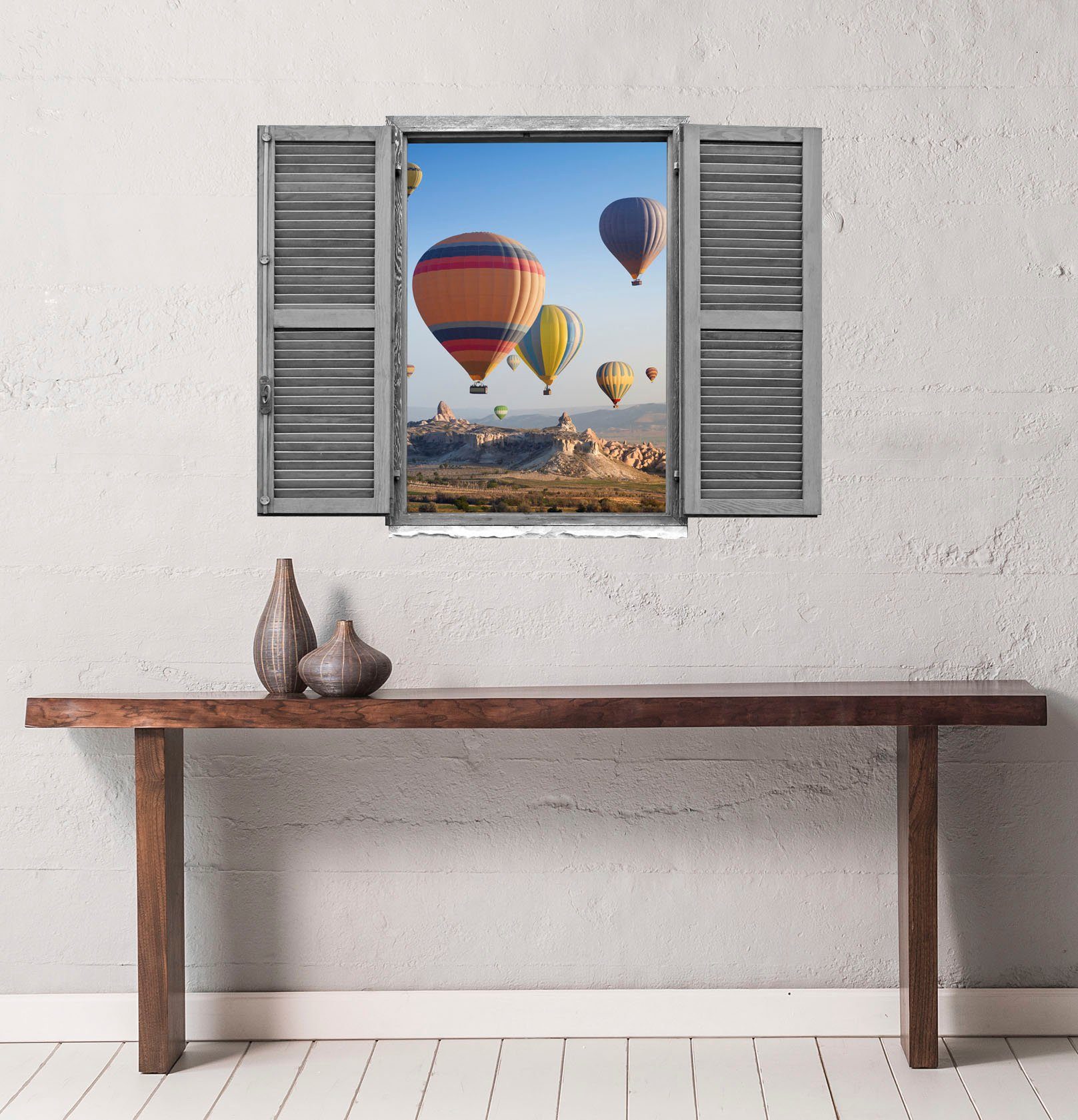 queence Wandfolie Heteluchtballonnen Muursticker, muurdecoratie, zelfklevend, 3D, raam (1 stuk)
