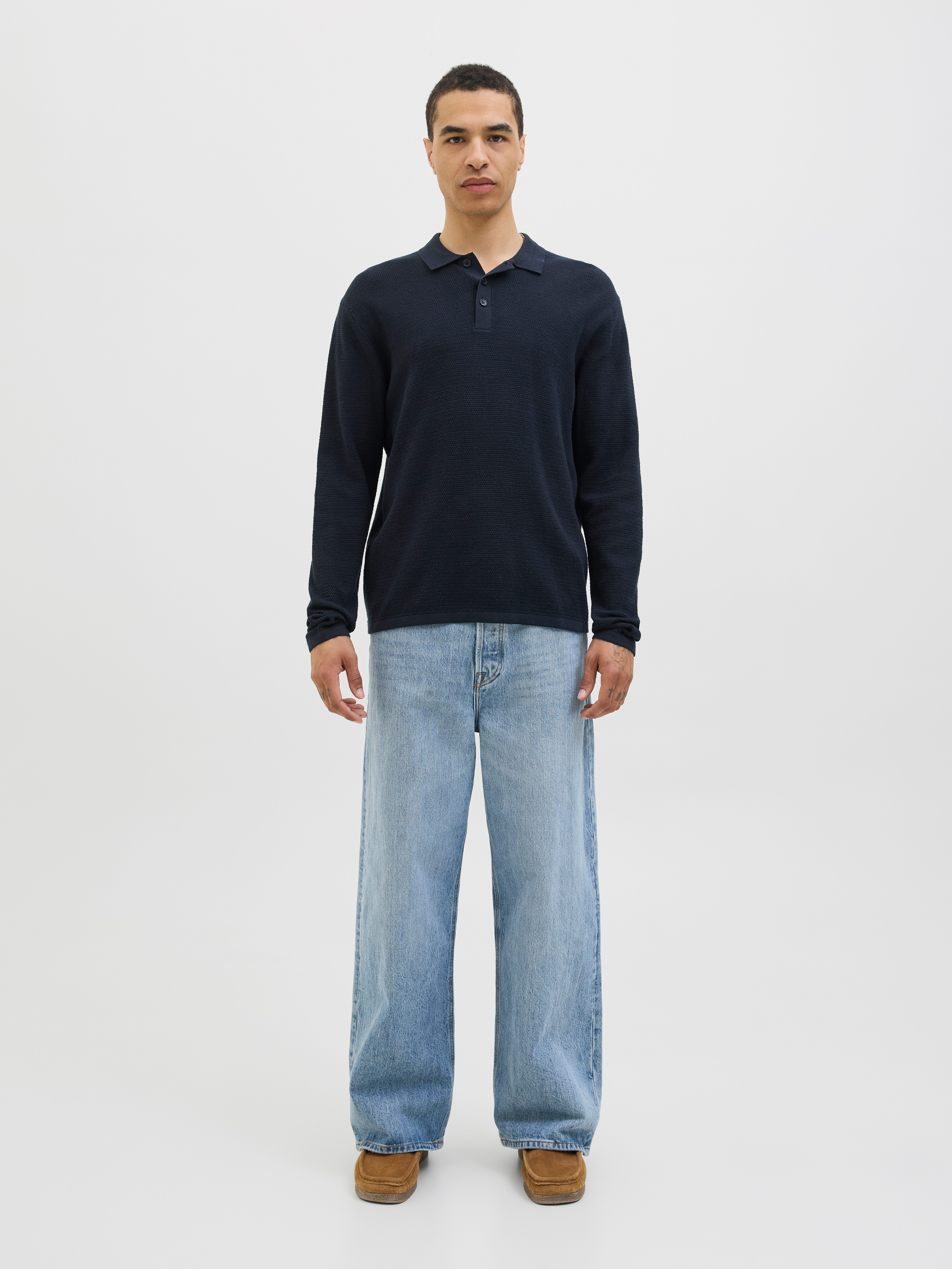 Jack & Jones Gebreide trui JJEGEORGE KNIT POLO LS SN
