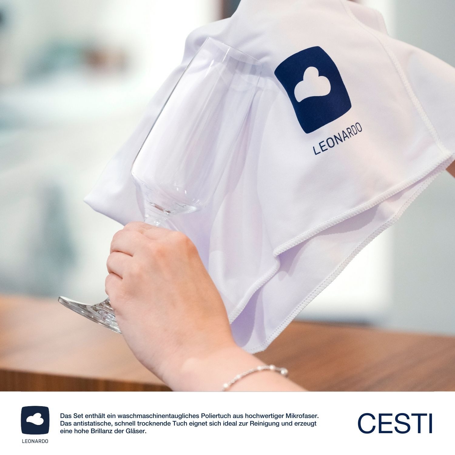 LEONARDO Glazenset CESTI + poetsdoek, 13-delig 4 champagneglazen, 4 rieslingglazen en 4 witte wijnglazen met poetsdoek (set, 13-delig)