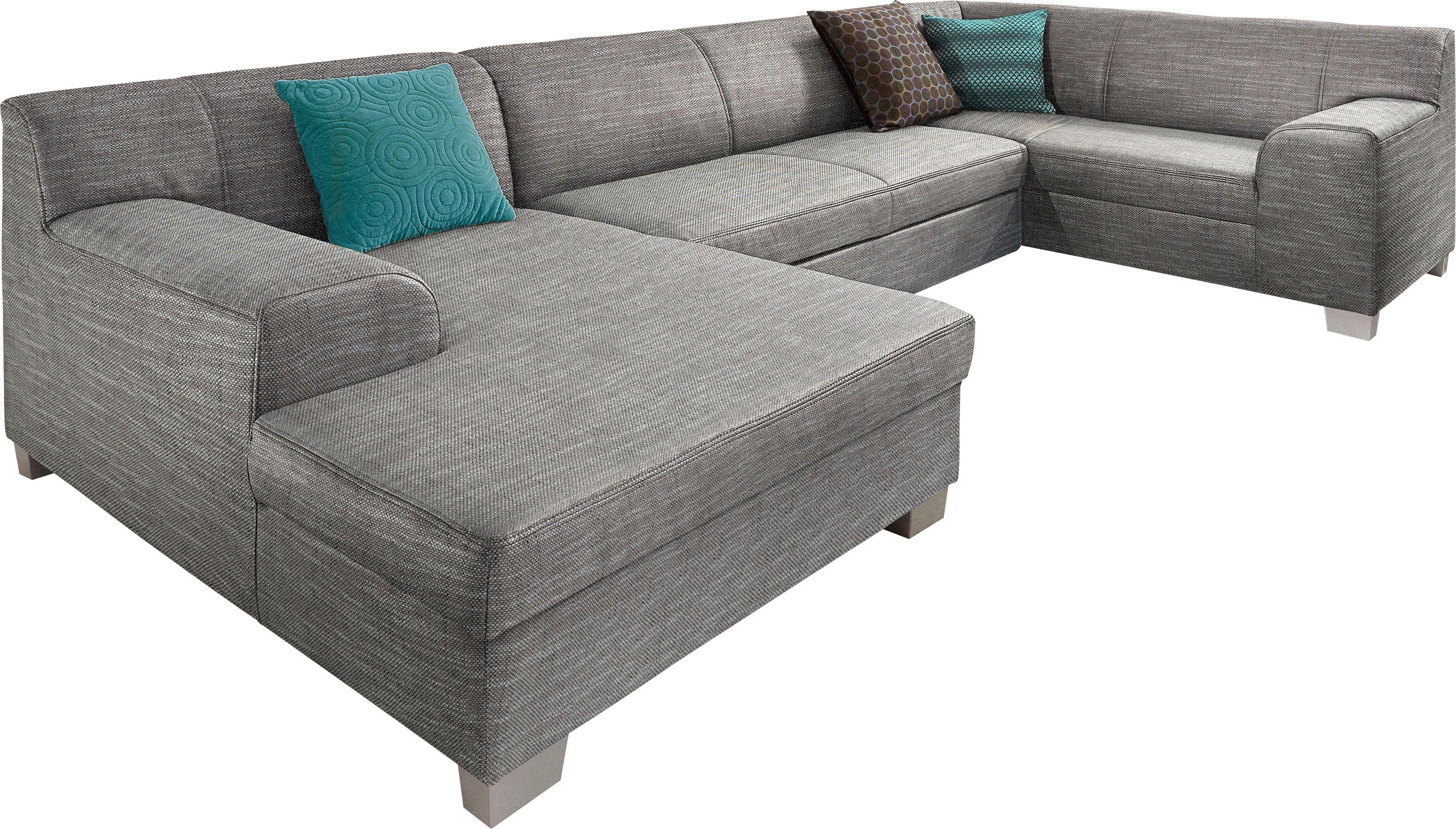 DOMO collection Zithoek Amando U-vorm naar keuze met bedfunctie, stevig zitcomfort, vrij in de ruimte te plaatsen