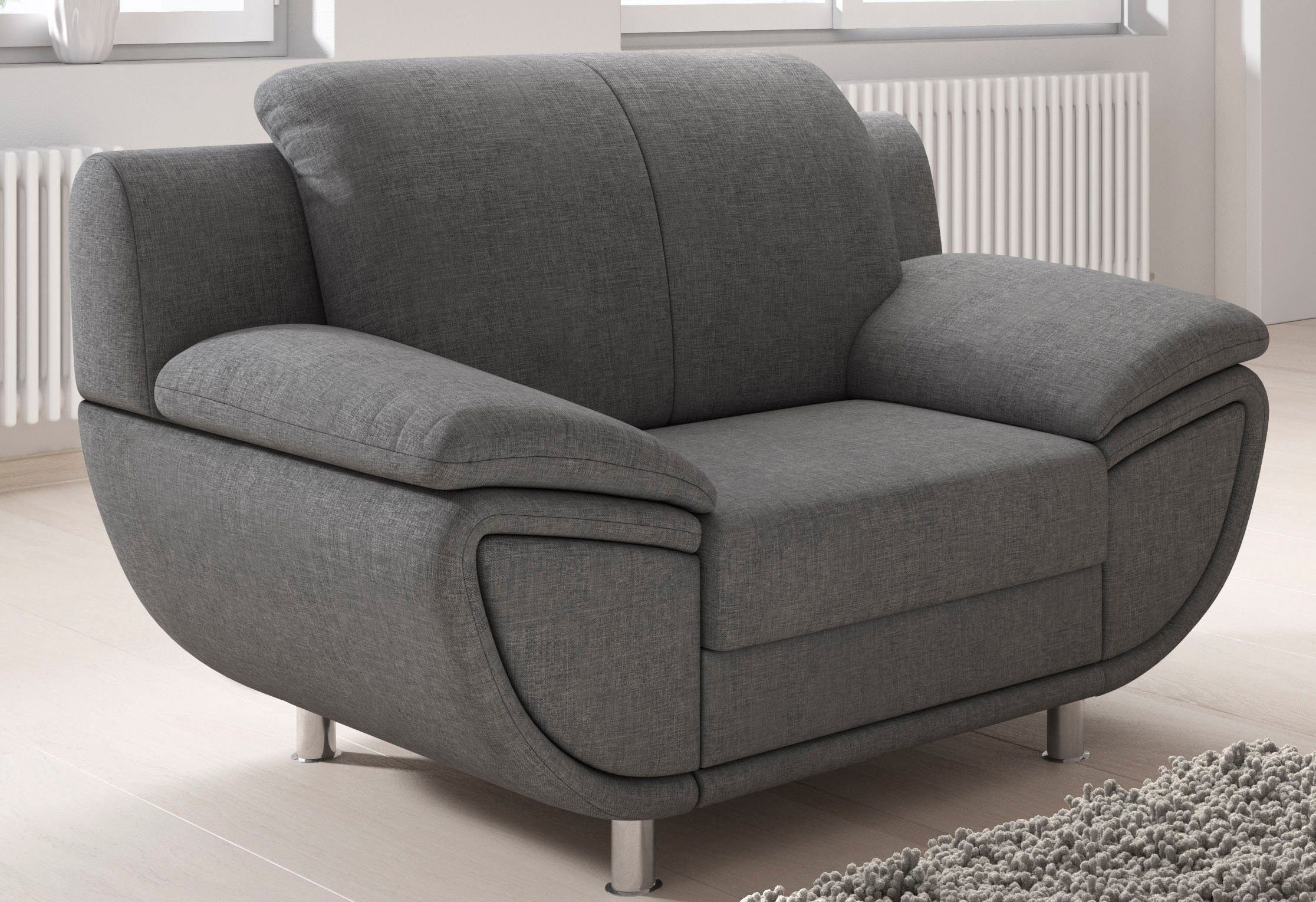 TRENDMANUFAKTUR Fauteuil Rondo II, loungestoel tijdloos en comfortabel naar keuze met comfortabele binnenvering, met extra brede armleuningen