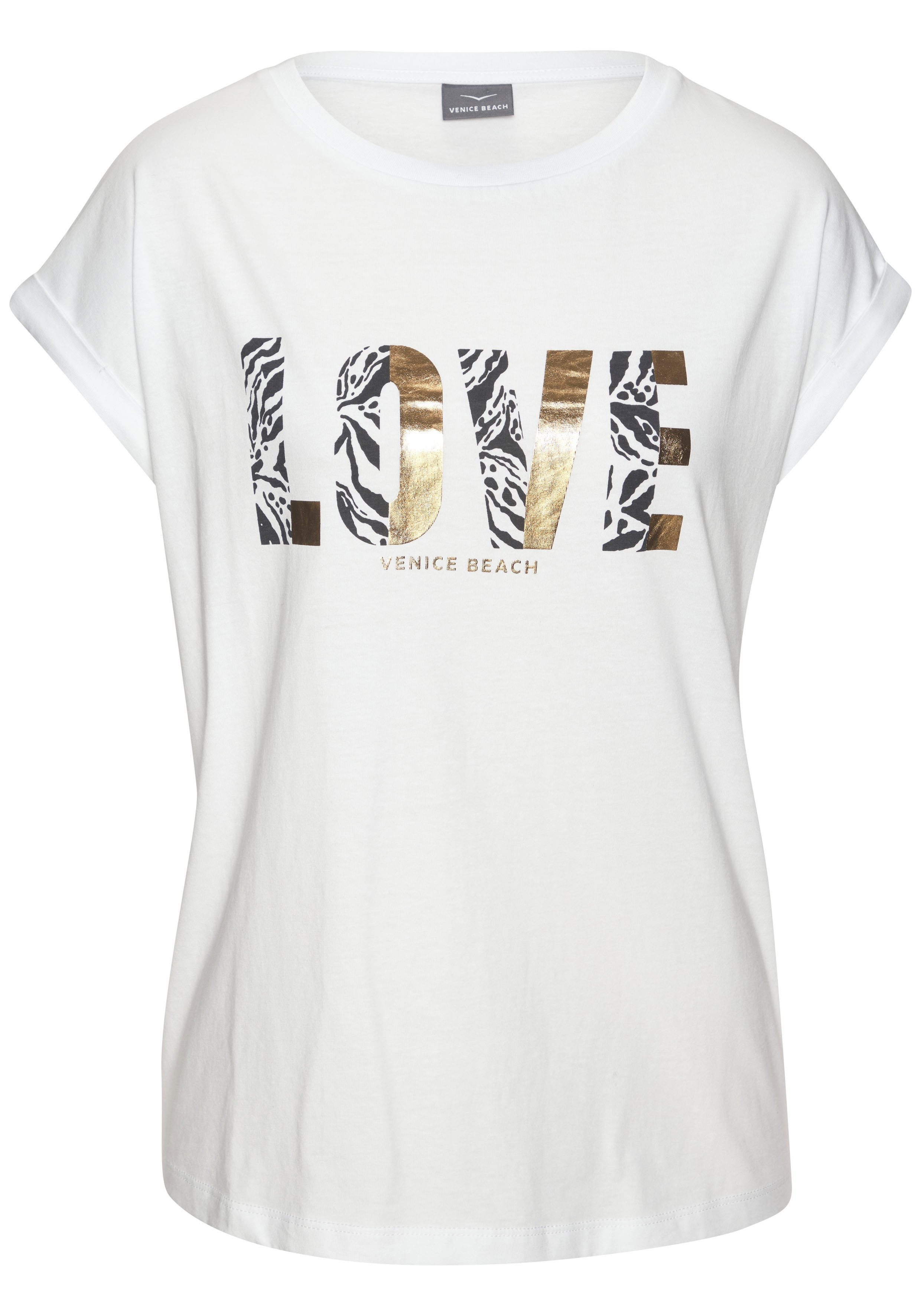 Venice Beach Shirt met korte mouwen met print op de voorzijde, katoenen t-shirt, losse pasvorm