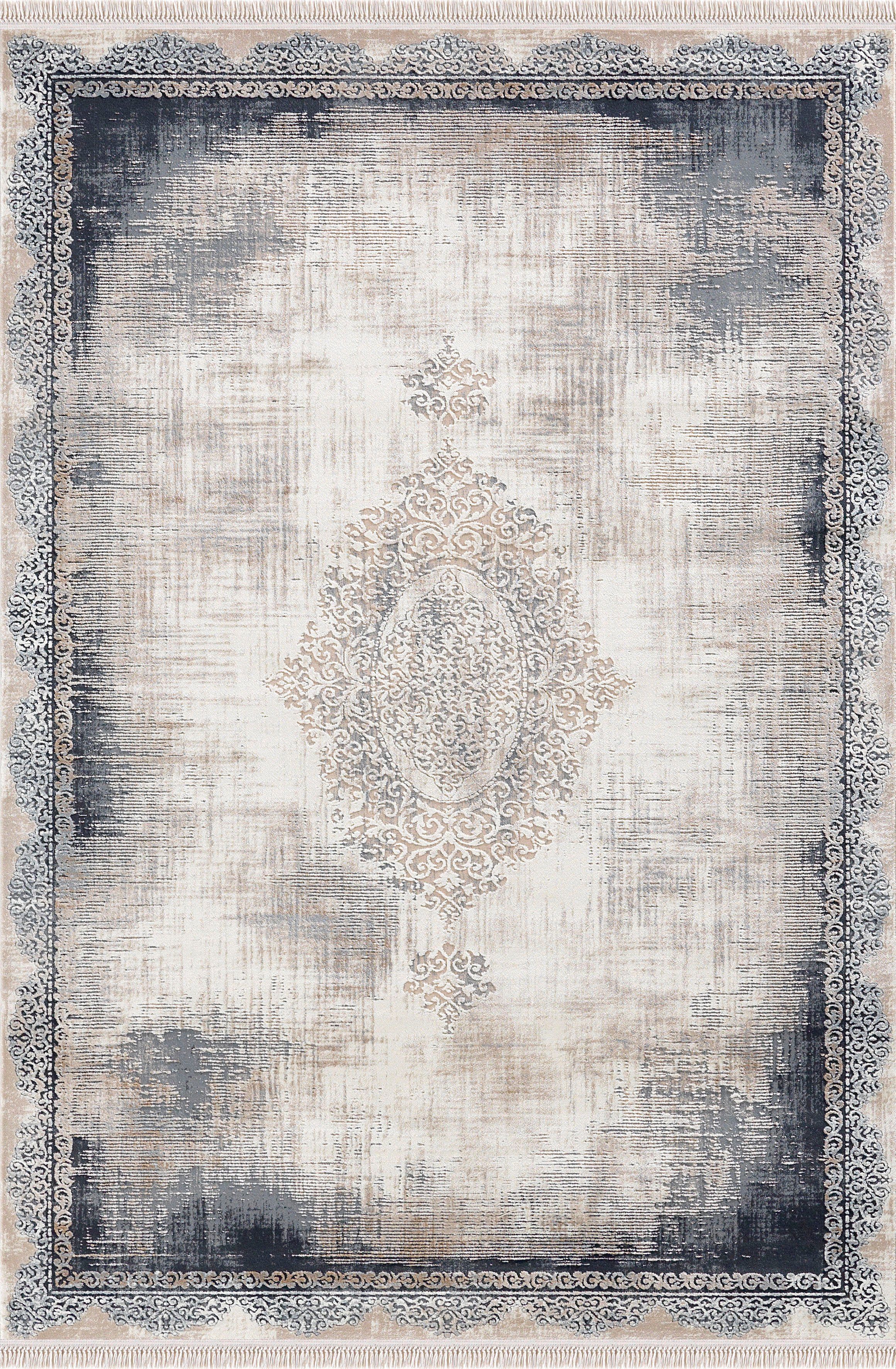 merinos Vloerkleed Rodin 19770 Vintage, oriënt, kortpolig met franjes