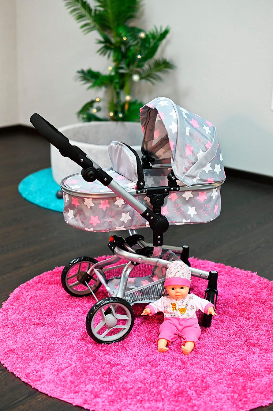 Knorrtoys® Combi-poppenwagen Boonk - star grey pink