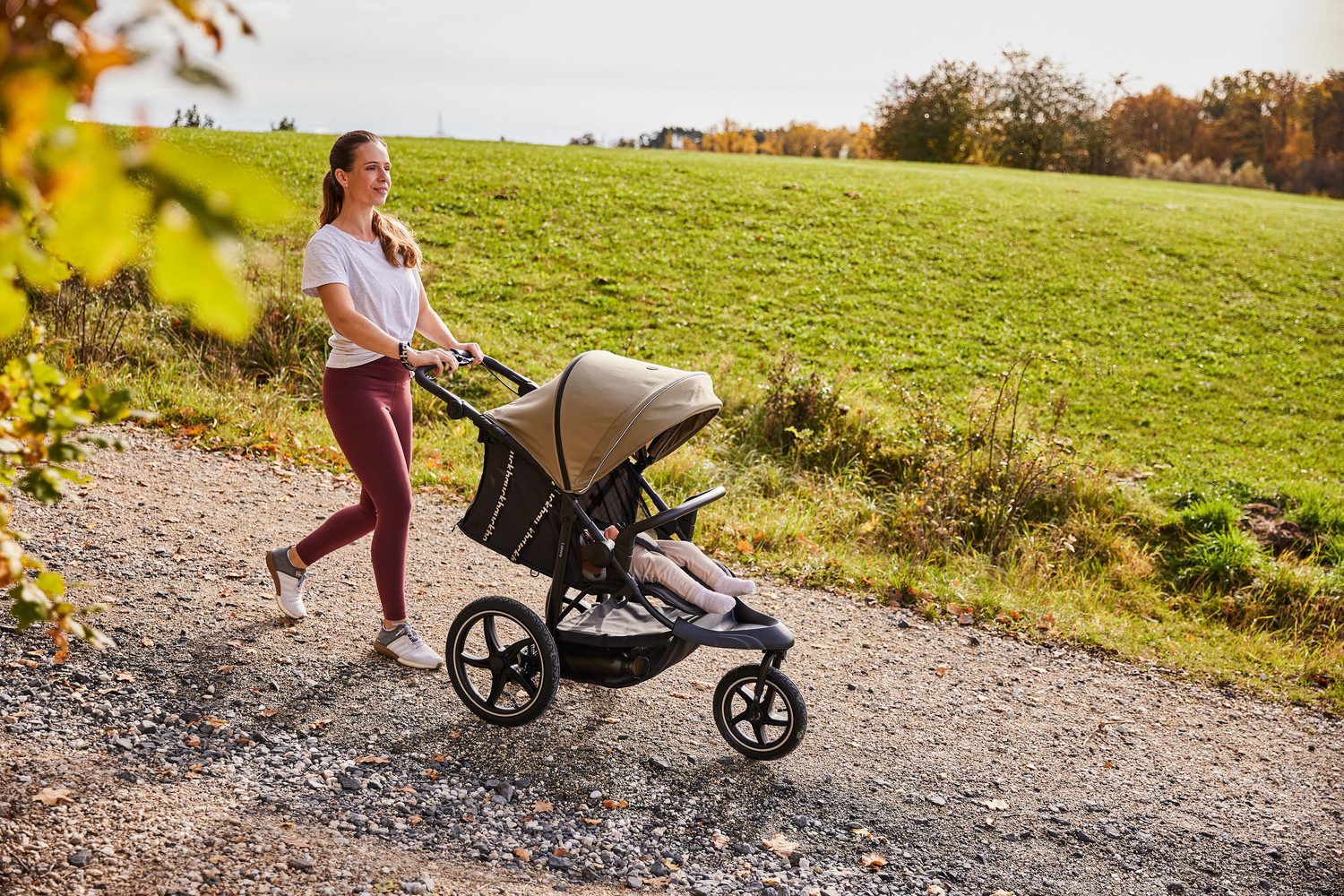 Hauck Kinderwagen met drie wielen Runner 3, Jungle Green met xxl-luchtwielen en handrem, tot 22 kg belastbaar