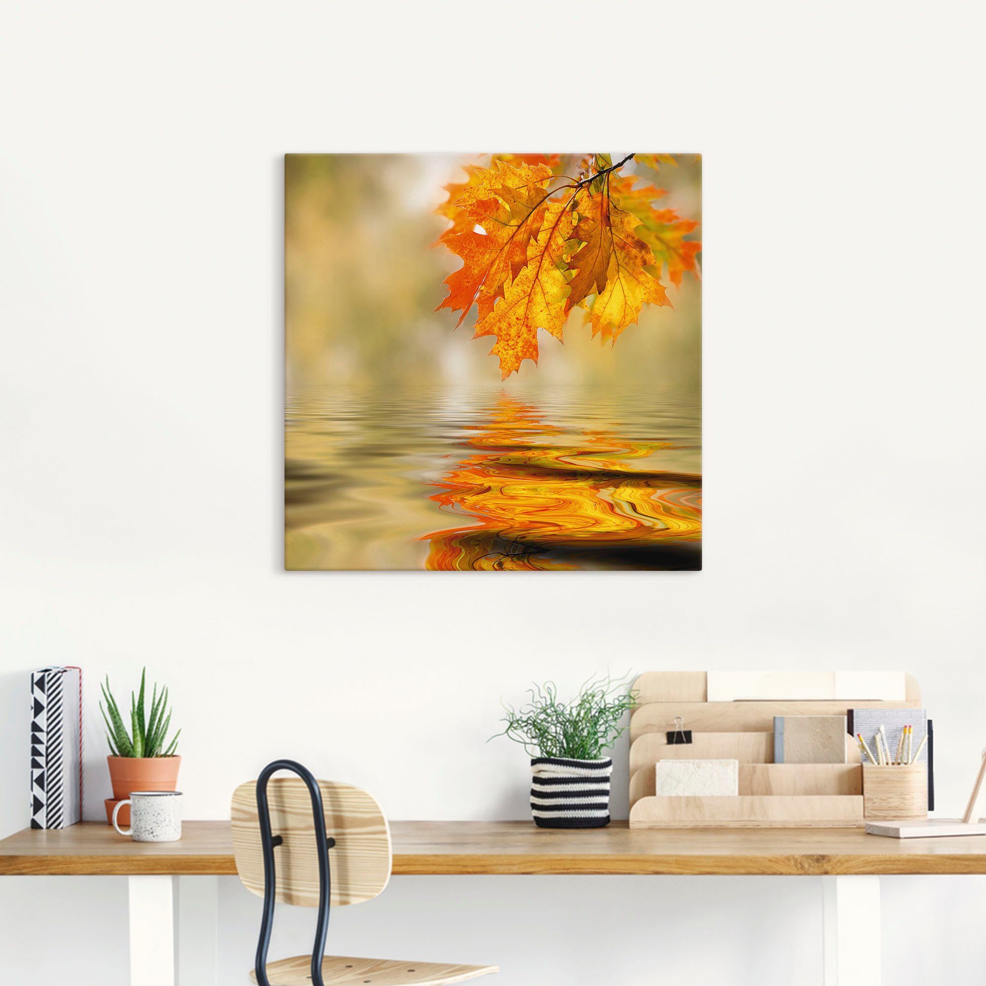 Artland Artprint Herfstblad als artprint van aluminium, artprint op linnen, muursticker, verschillende maten