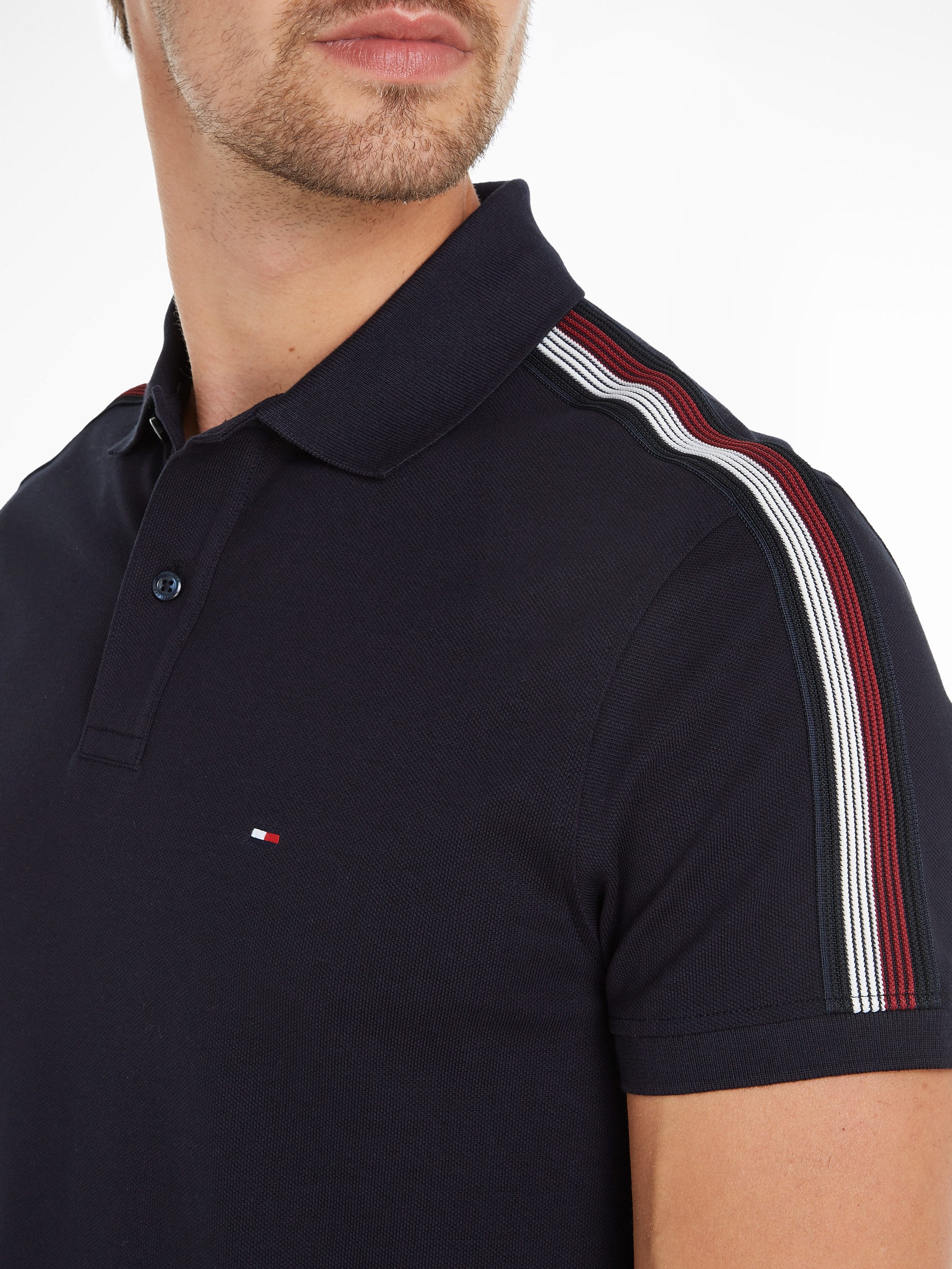 Tommy Hilfiger Poloshirt SHADOW GS REG POLO Strepen in Tommy kleur op de schouder