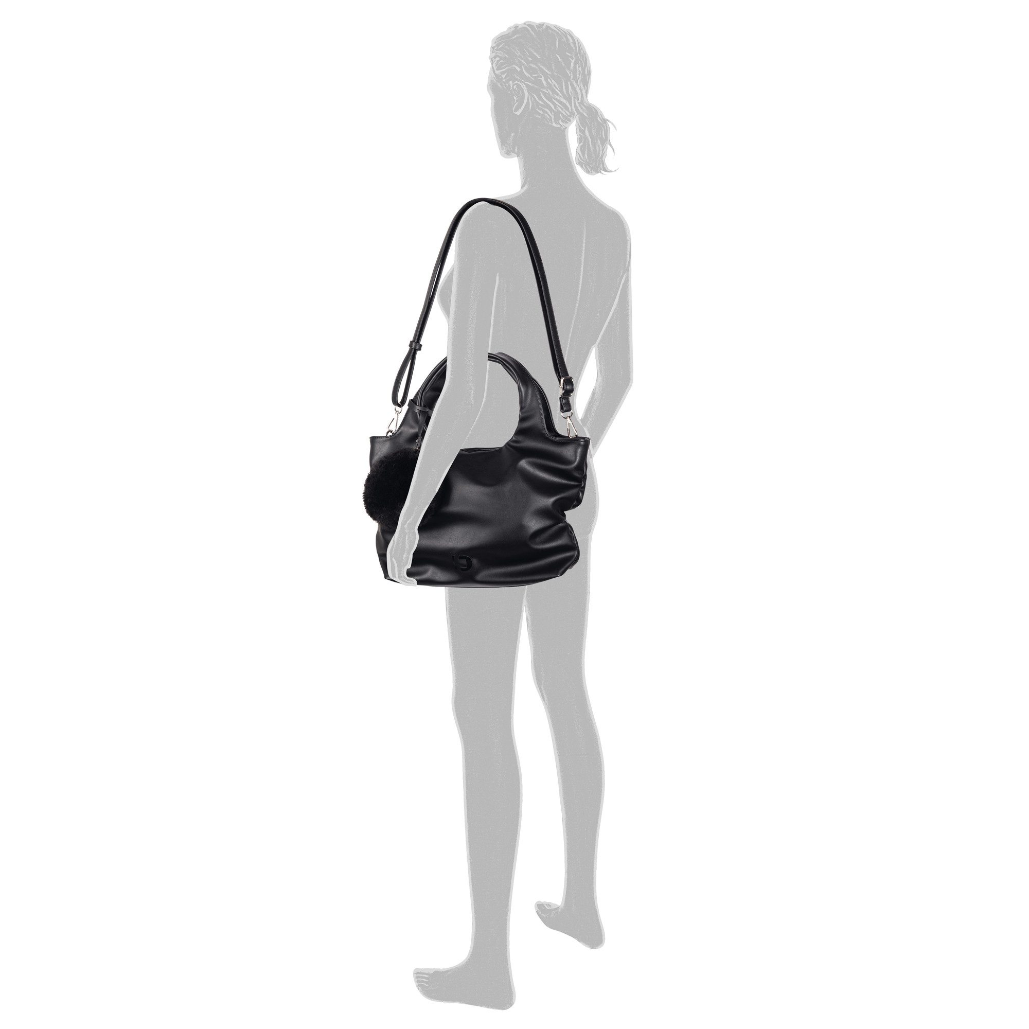 Tom Tailor Denim Shopper NILA met zijdetails en een functionele kunstbont hanger