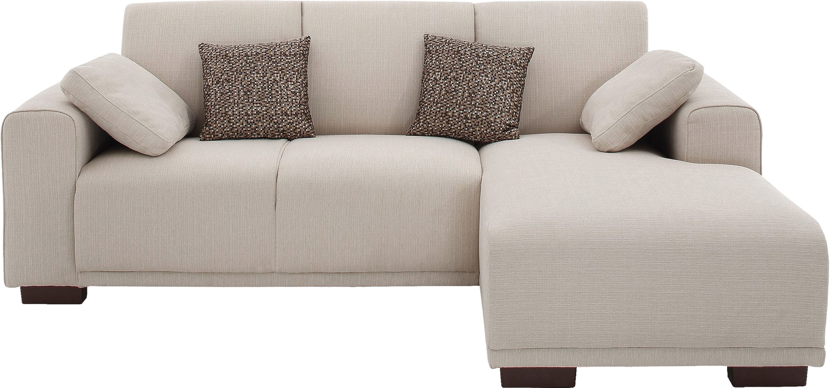 Home affaire Hoekbank BORNHOLM L-vorm met chaise longue, afmetingen B/D/H: 234/162/85 cm Recamiere links of rechts bestelbaar, golfvering, inclusief 2 kussens