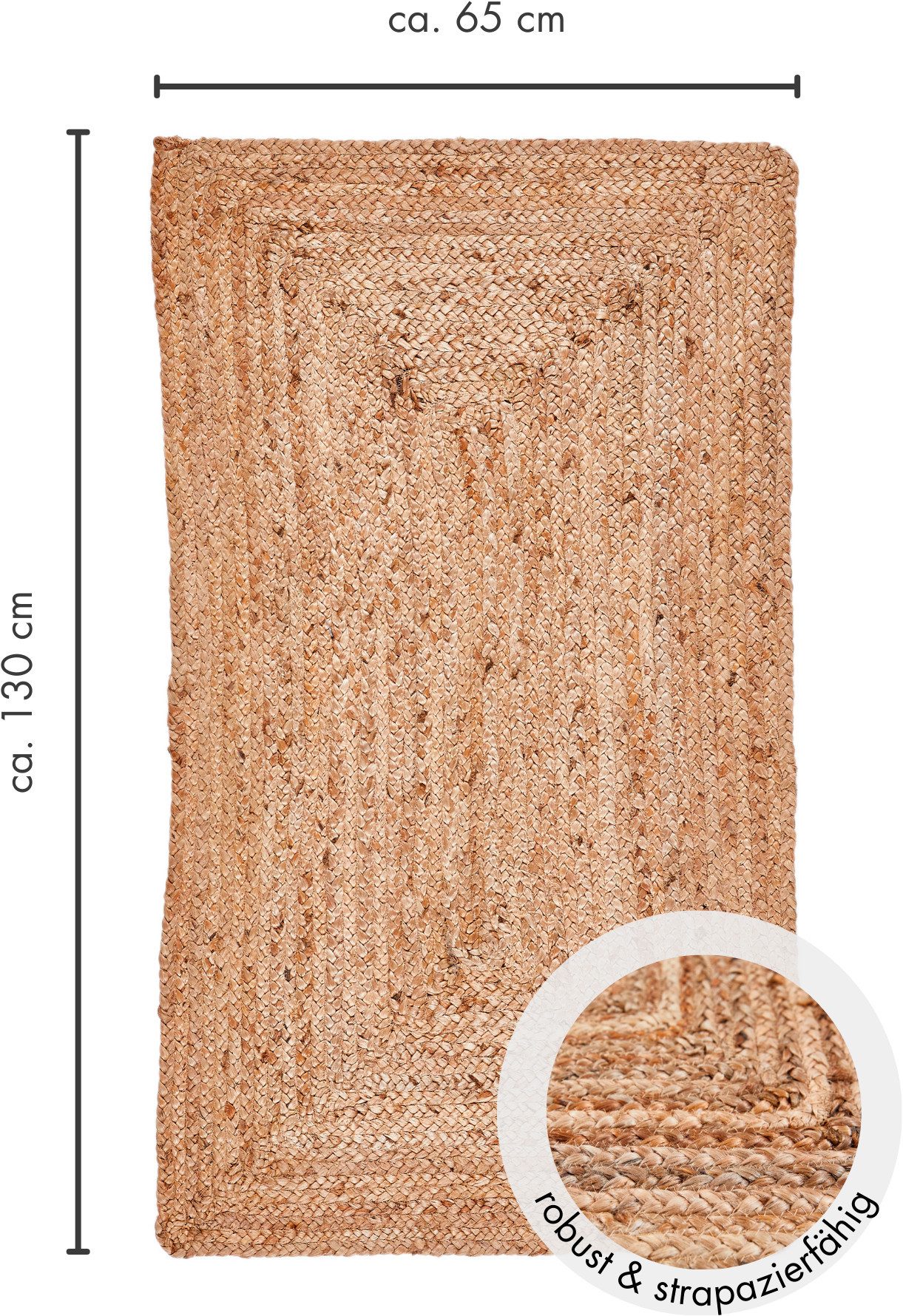 LUXOR living Vloerkleed Salo Jute tapijt, handgeweven, vlechtontwerp, 100% natuurlijke vezel