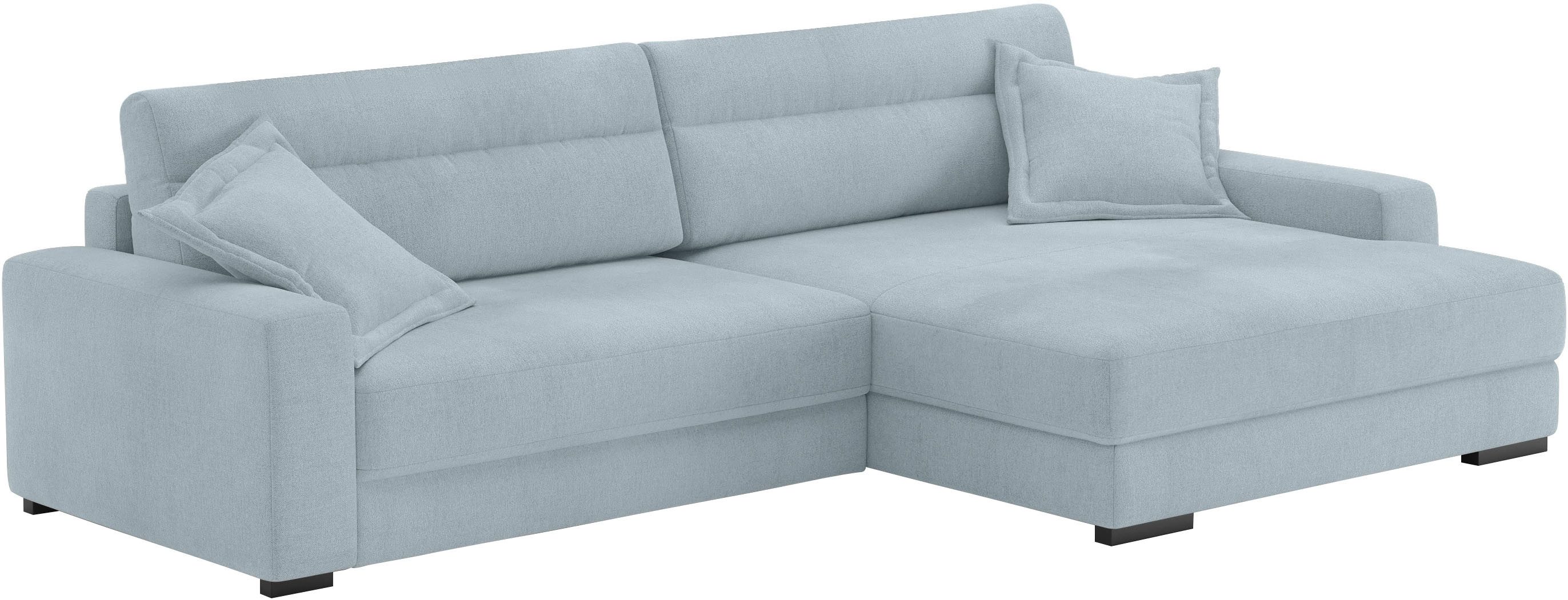Mr. Couch Hoekbank Marcello L-vorm inclusief easybett en bedlade blauw, hoekbanken, Bettfunktion links-Recamiere rechts