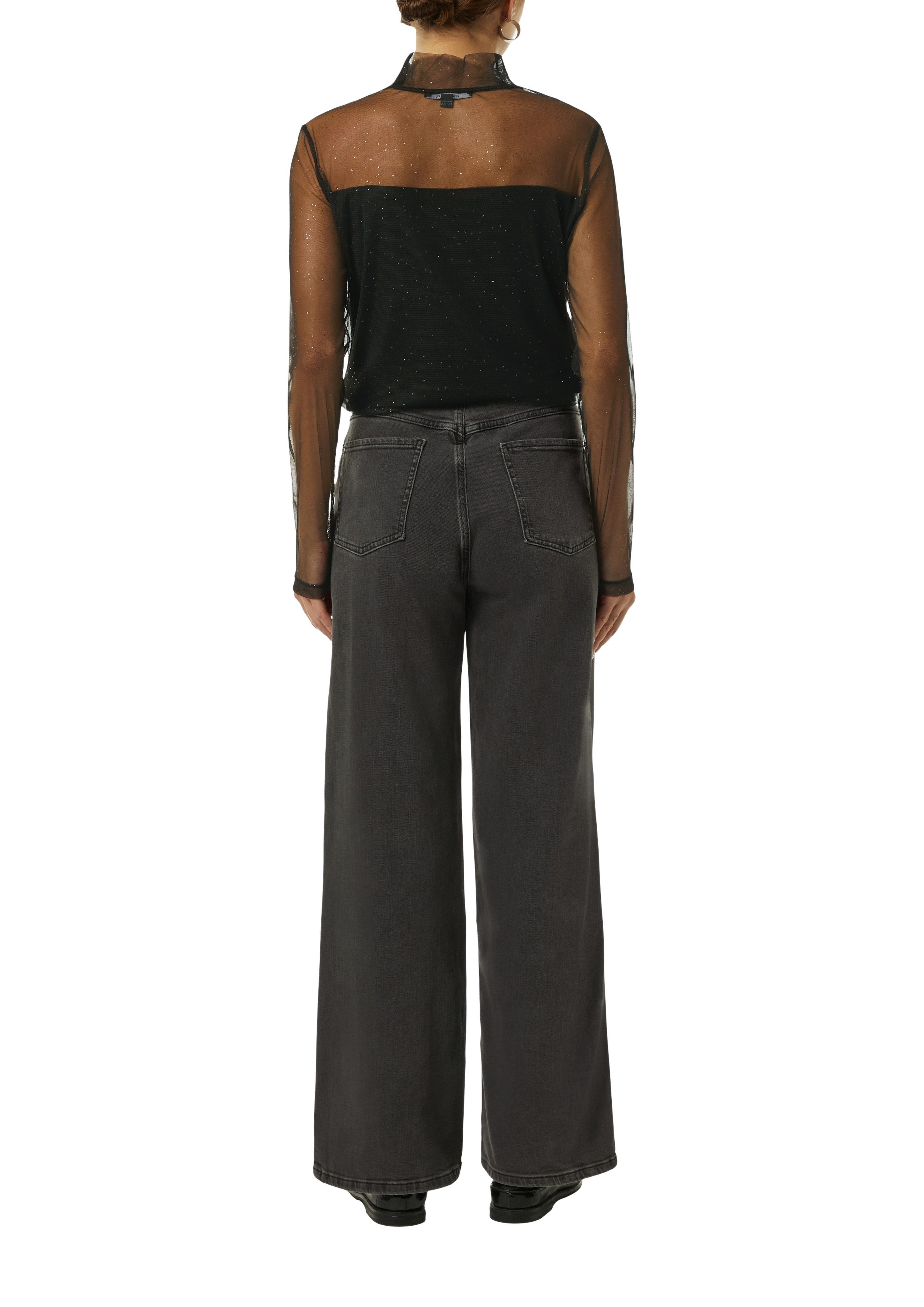 Comma Shirt met lange mouwen in halftransparante look