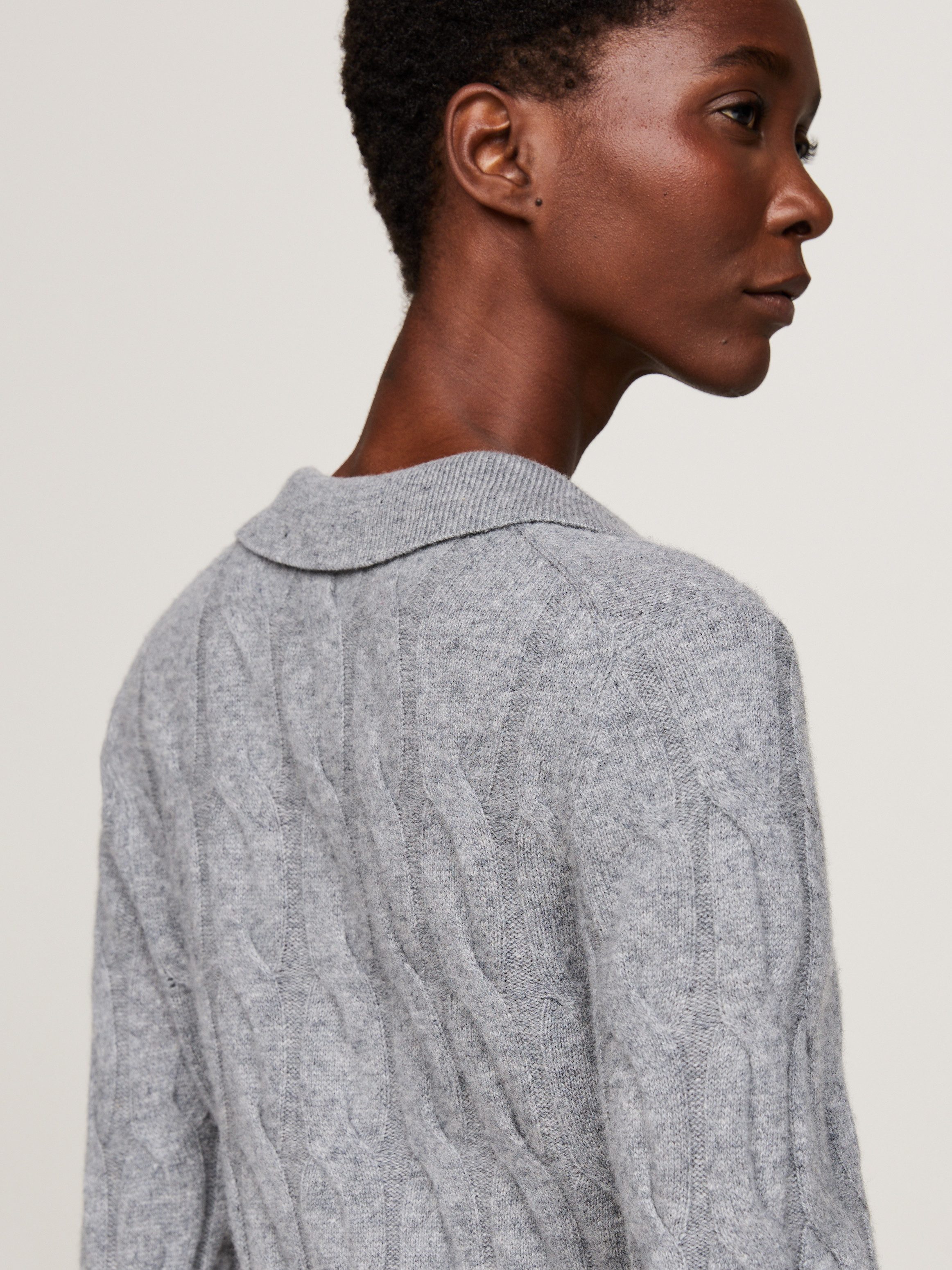Tommy Hilfiger Gebreide jurk SOFT WOOL CABLE POLO SWT DRESS