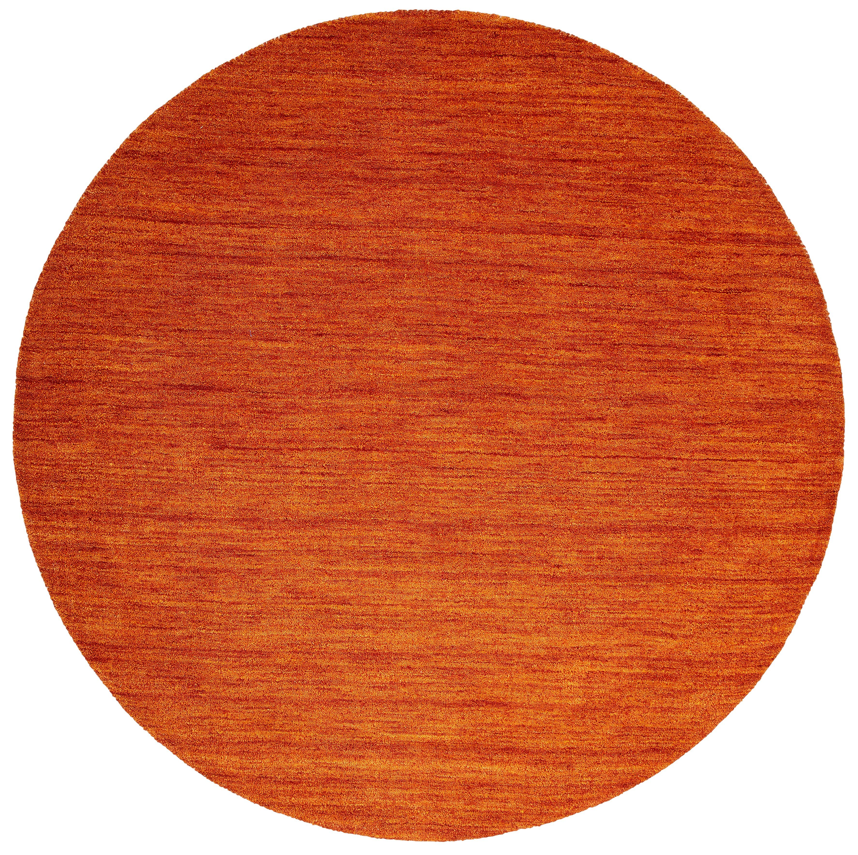 THEKO Wollen kleed Gabbeh uni, Handgeweven vloerkleed, mêlee, zuivere wol, met de hand geweven moderne vloerkleden maat Ø 140 cm x 14 mm bruin