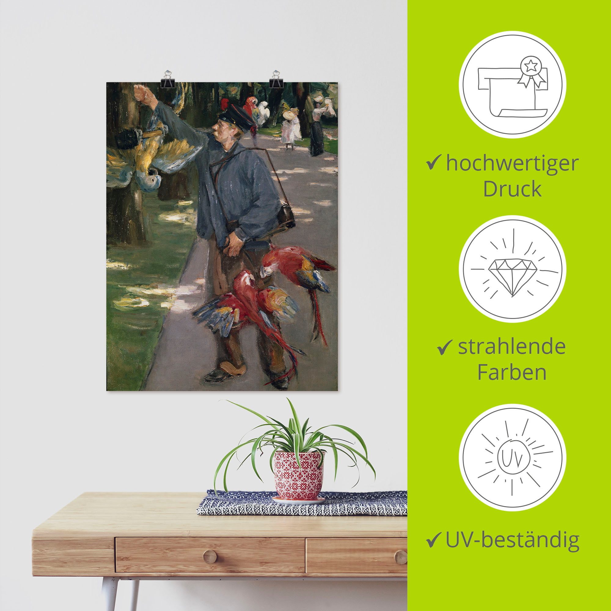 Artland Artprint De papegaaienman. 1901x1902 als artprint op linnen, muursticker of poster in verschillende maten