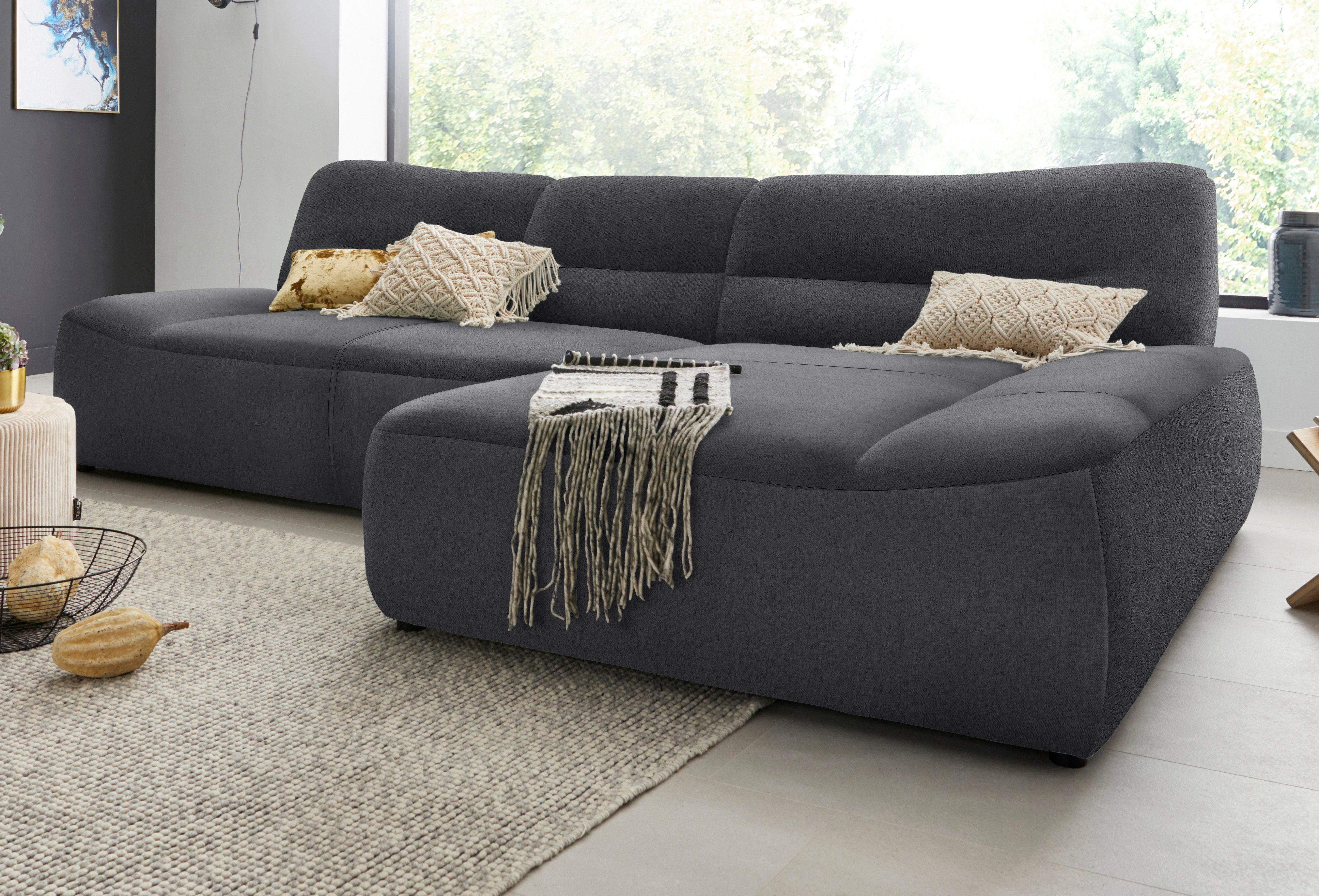 DOMO collection Hoekbank Cesena moderne hoekbank met platte armleuningen, L-vorm