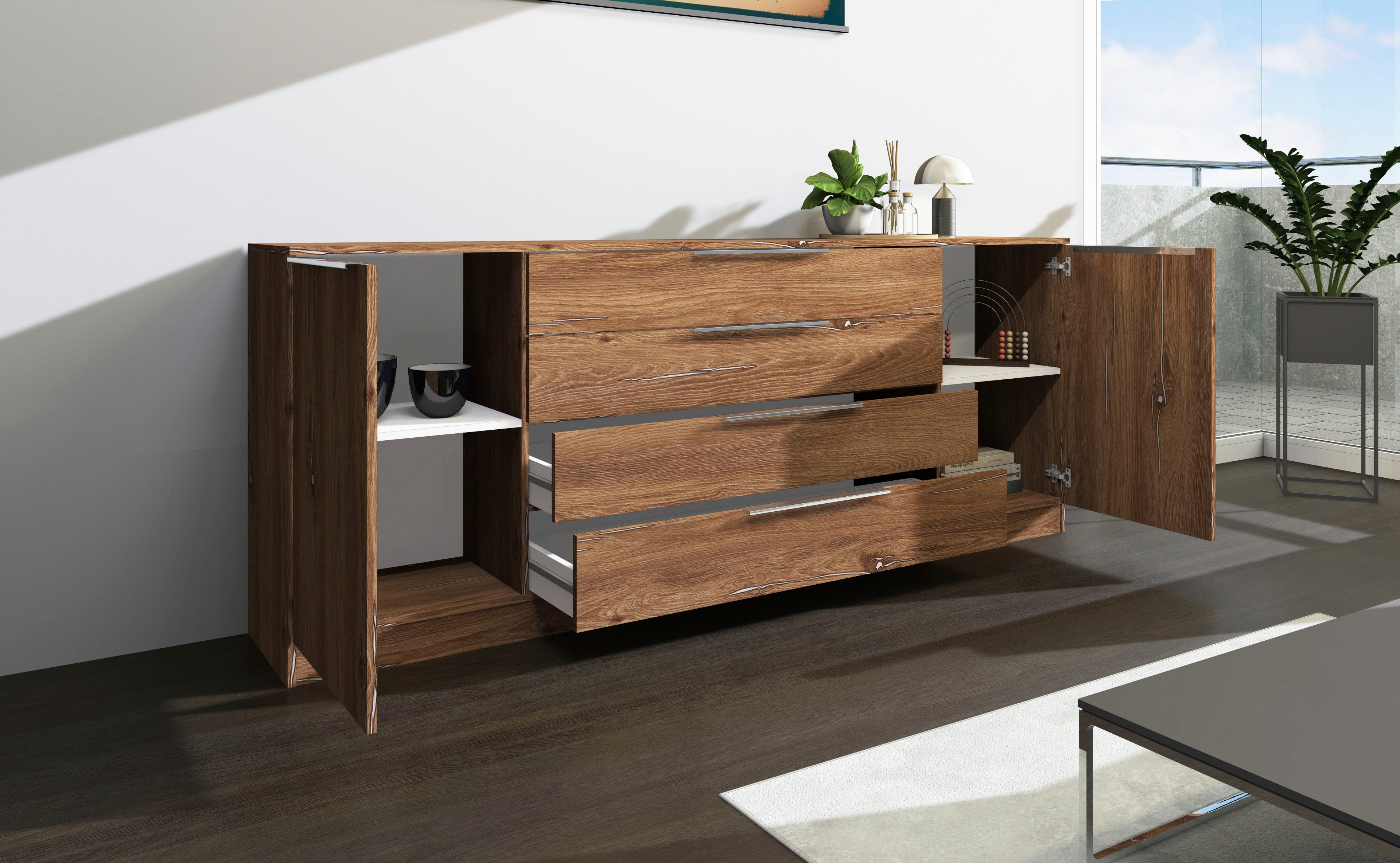 borchardt Möbel Kast Oliva Breedte 200 cm, met 4 lades