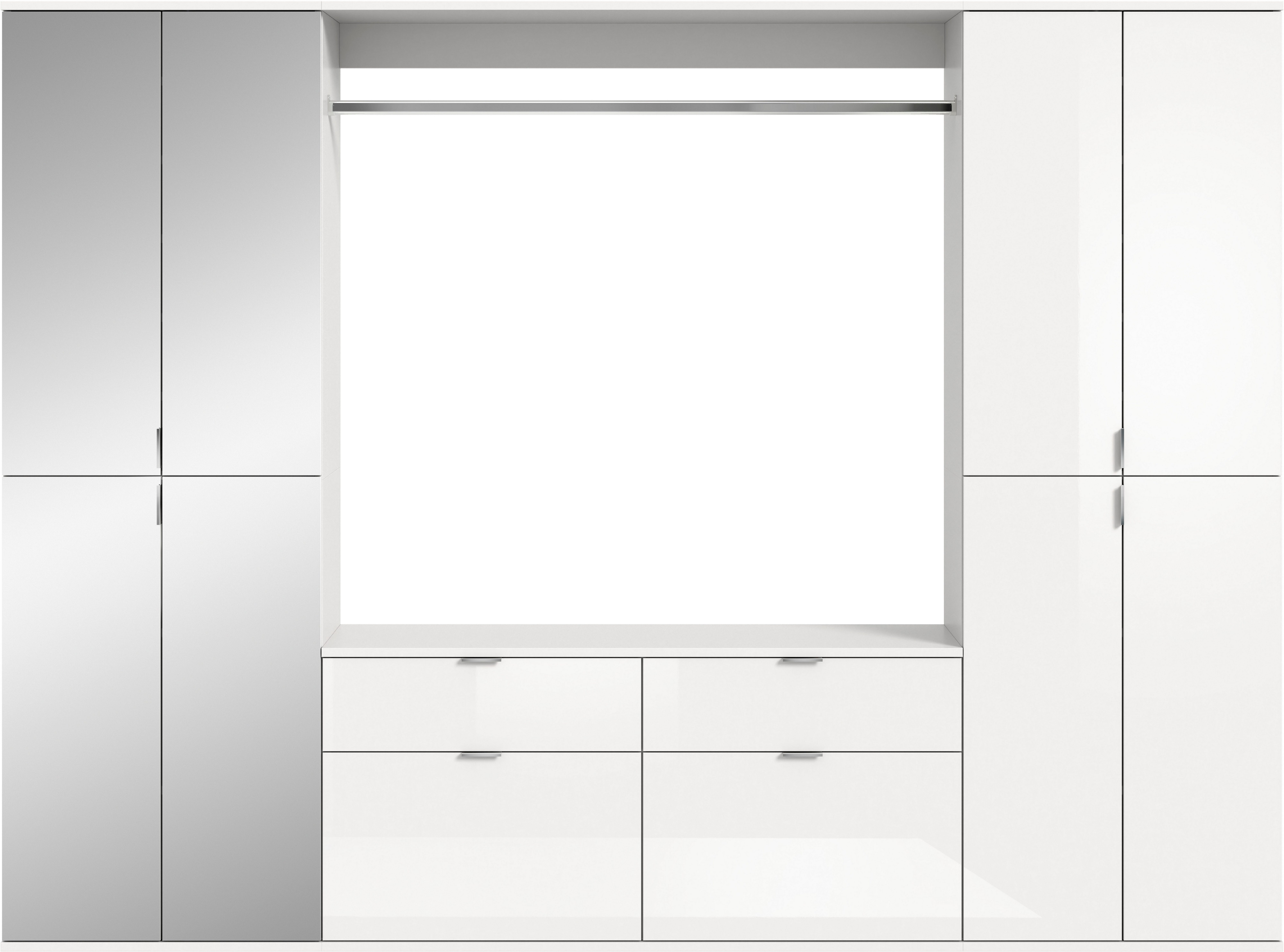 INOSIGN Halmeubelset Trondheim, Breedte 243 cm, 5-delig, bestaande uit: 2x garderobekast, 1 commode, 1 kledingstang, 1 legplank (set, 4-delig)