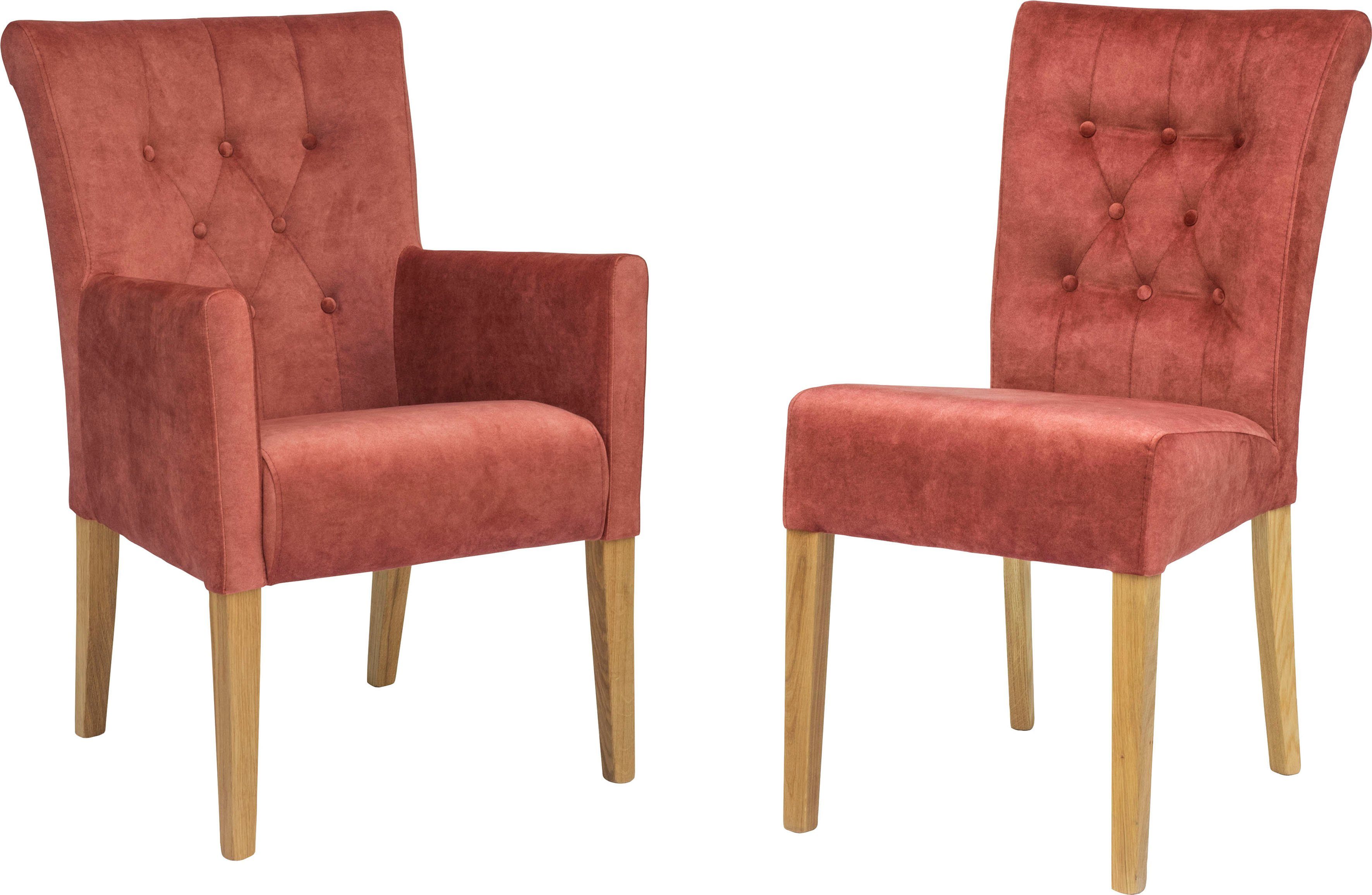 Home affaire Stoel Queen Eetkamerstoel met capitonnage, set van 2, 4 of 6