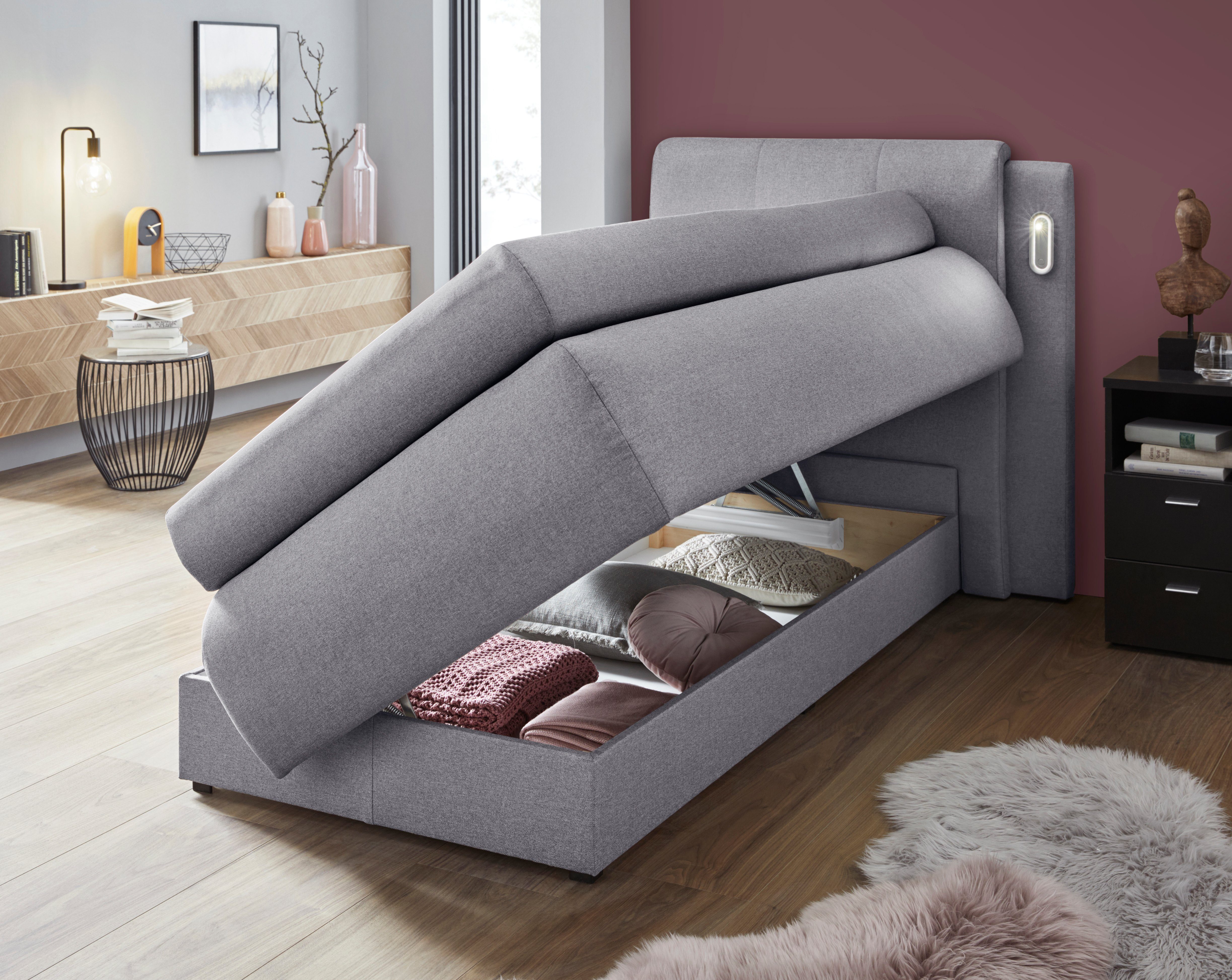 COLLECTION AB Boxspring Borna inclusief bedkist, ledverlichting en topmatras