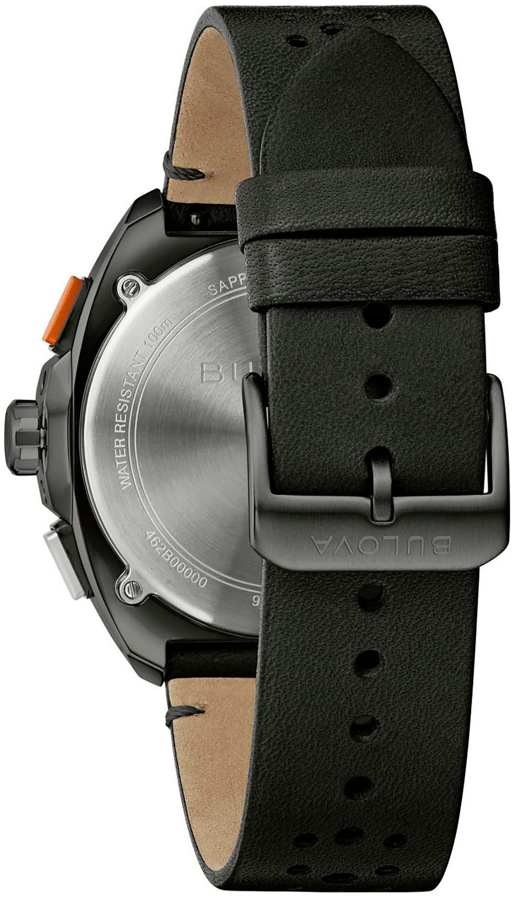 Bulova Chronograaf Racer Horloge, quartz, herenhorloge, saffierglas, leren band