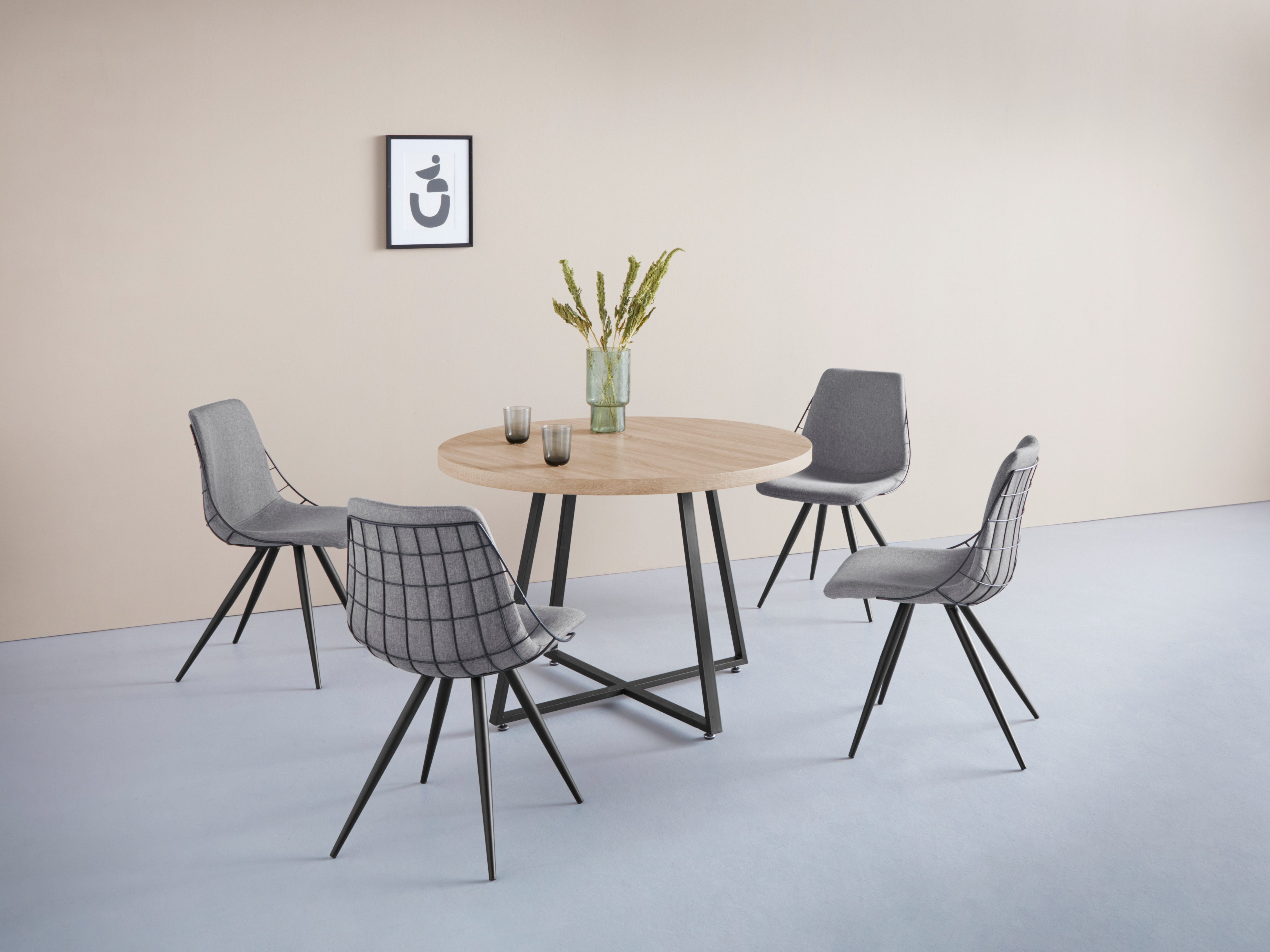 Home affaire Eettafel Anja, TOPSELLER! Diameter 110 cm, Scandi design, metalen frame