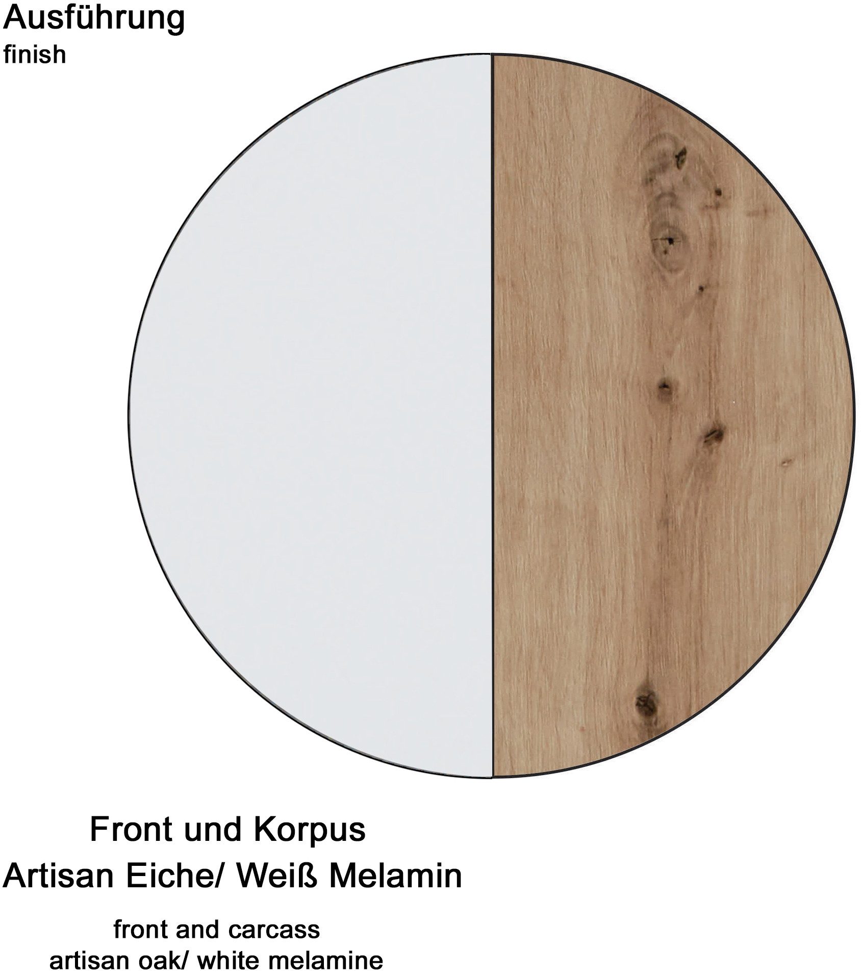 INOSIGN Salontafel Ulm Woonkamertafel in wit/eiken met afgeschuind bovenblad - 70/70 cm